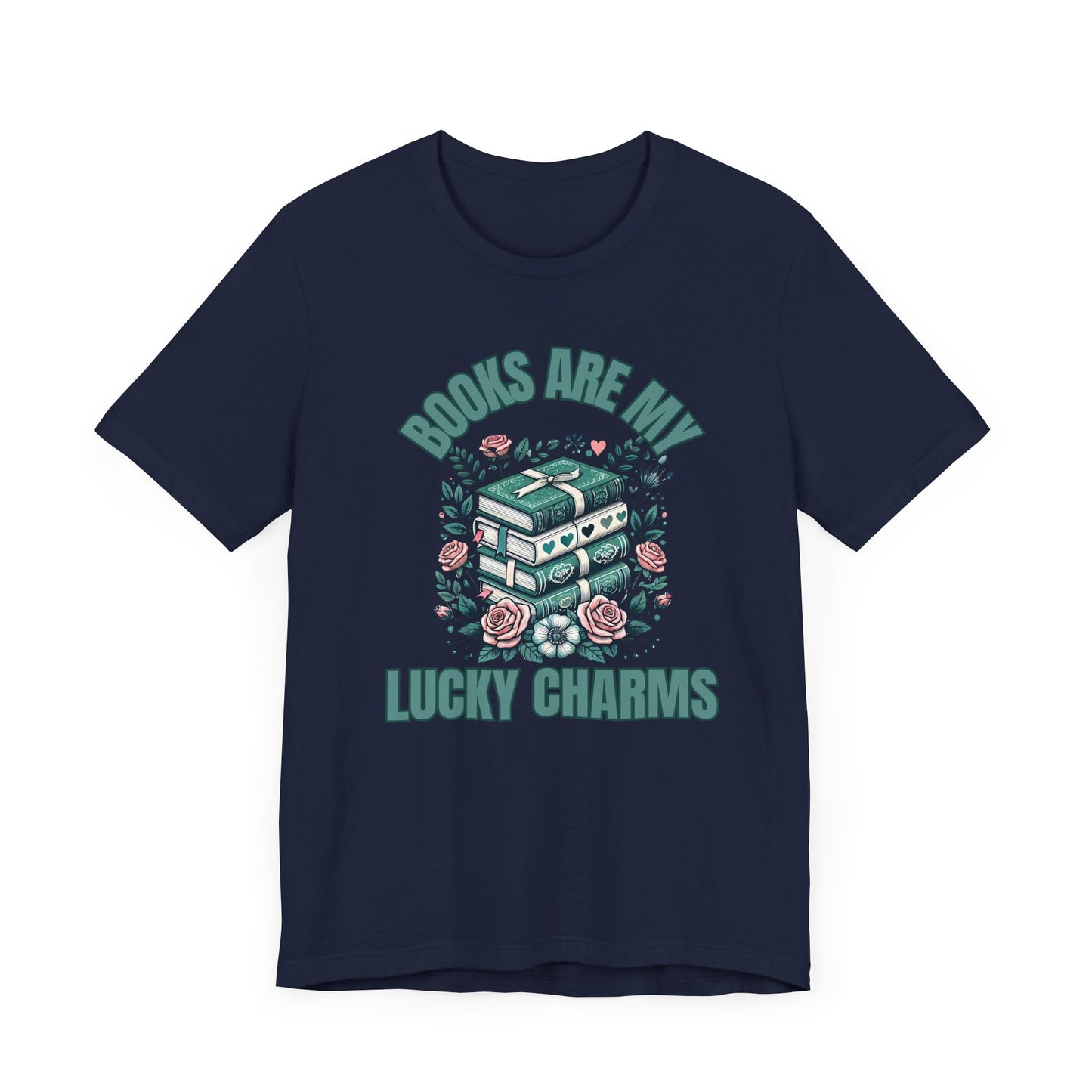 St. Patrick's Day Books are My Lucky Charms T-Shirt, Reading Bookworm Tee, Lucky Shamrock Book Lover Gift, Unisex Jersey Short Sleeve Tee
