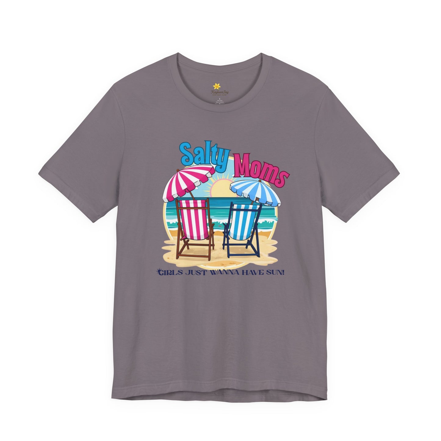 Salty Moms Beach Club Shirt – Girls Just Wanna Have Sun T-Shirt – Retro Summer Mom Shirt, Coastal Vibes Tee, Funny Beach Graphic Tee for Women