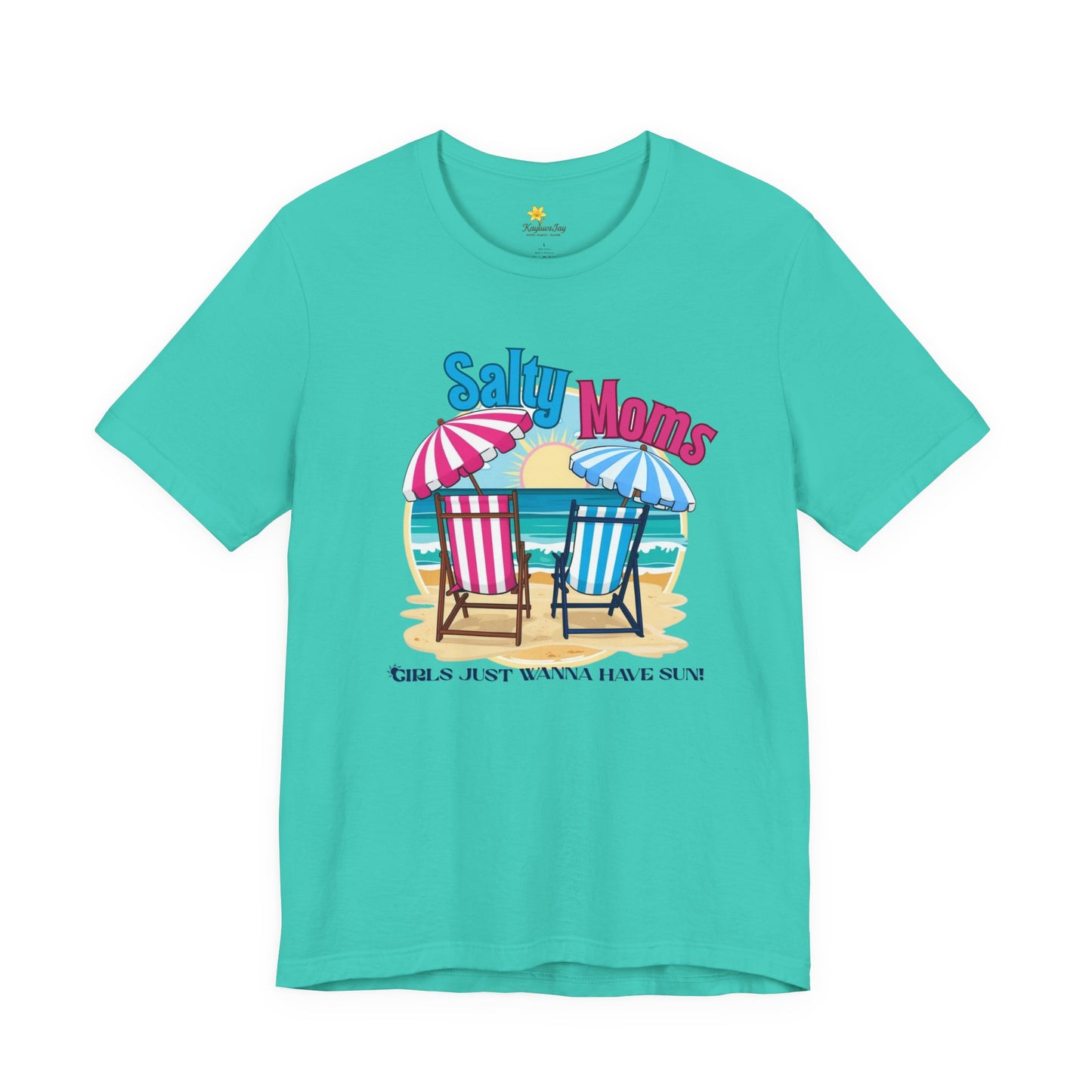 Salty Moms Beach Club Shirt – Girls Just Wanna Have Sun T-Shirt – Retro Summer Mom Shirt, Coastal Vibes Tee, Funny Beach Graphic Tee for Women