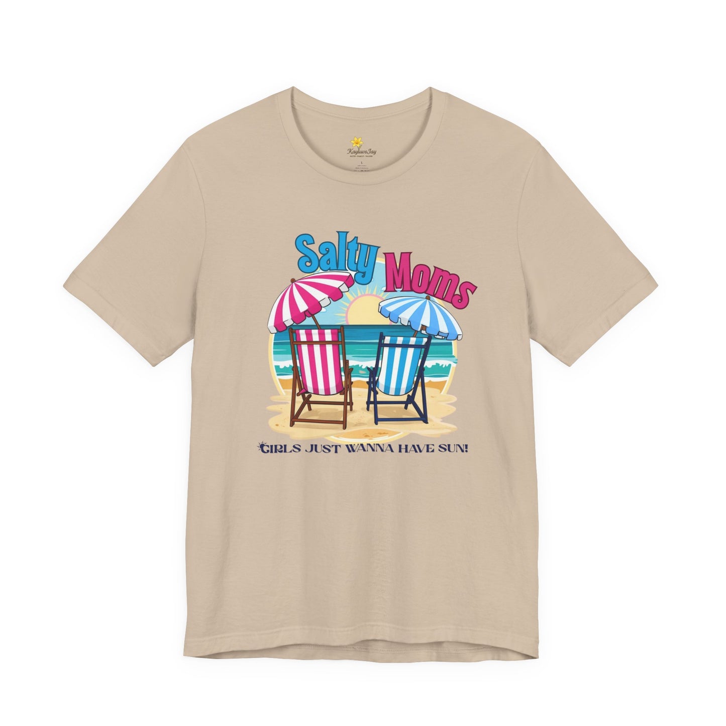 Salty Moms Beach Club Shirt – Girls Just Wanna Have Sun T-Shirt – Retro Summer Mom Shirt, Coastal Vibes Tee, Funny Beach Graphic Tee for Women