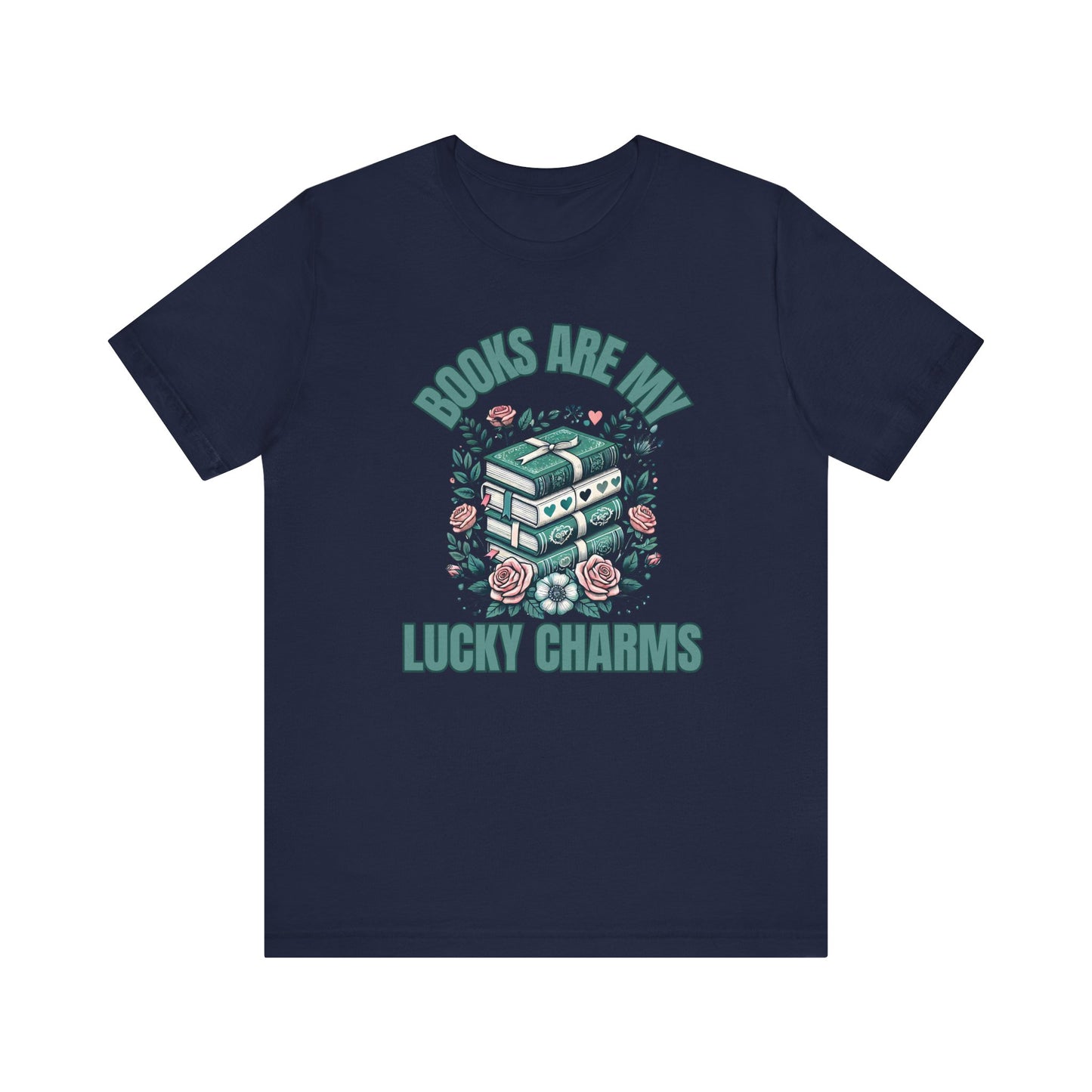 St. Patrick's Day Books are My Lucky Charms T-Shirt, Reading Bookworm Tee, Lucky Shamrock Book Lover Gift, Unisex Jersey Short Sleeve Tee