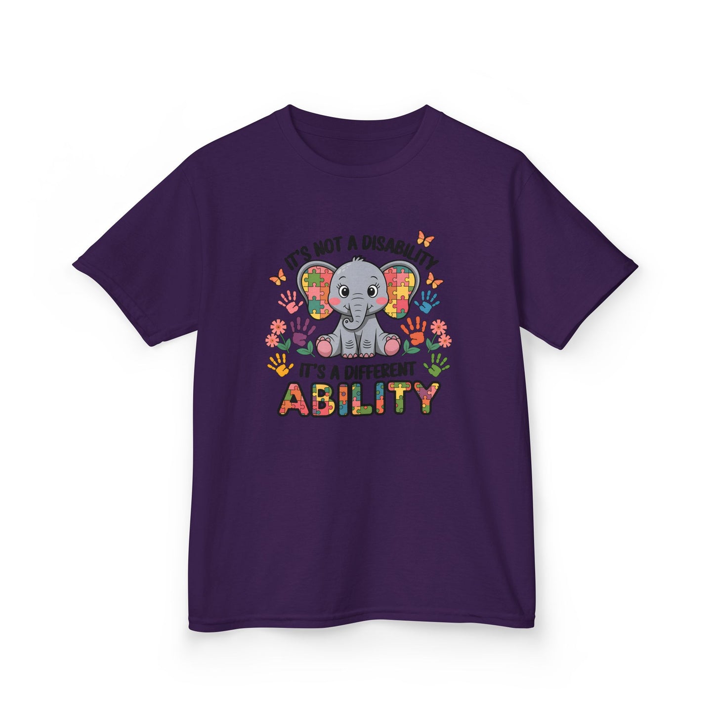 Kids Elephant Awareness Tee - It's Not a Disability, It's a Different Ability