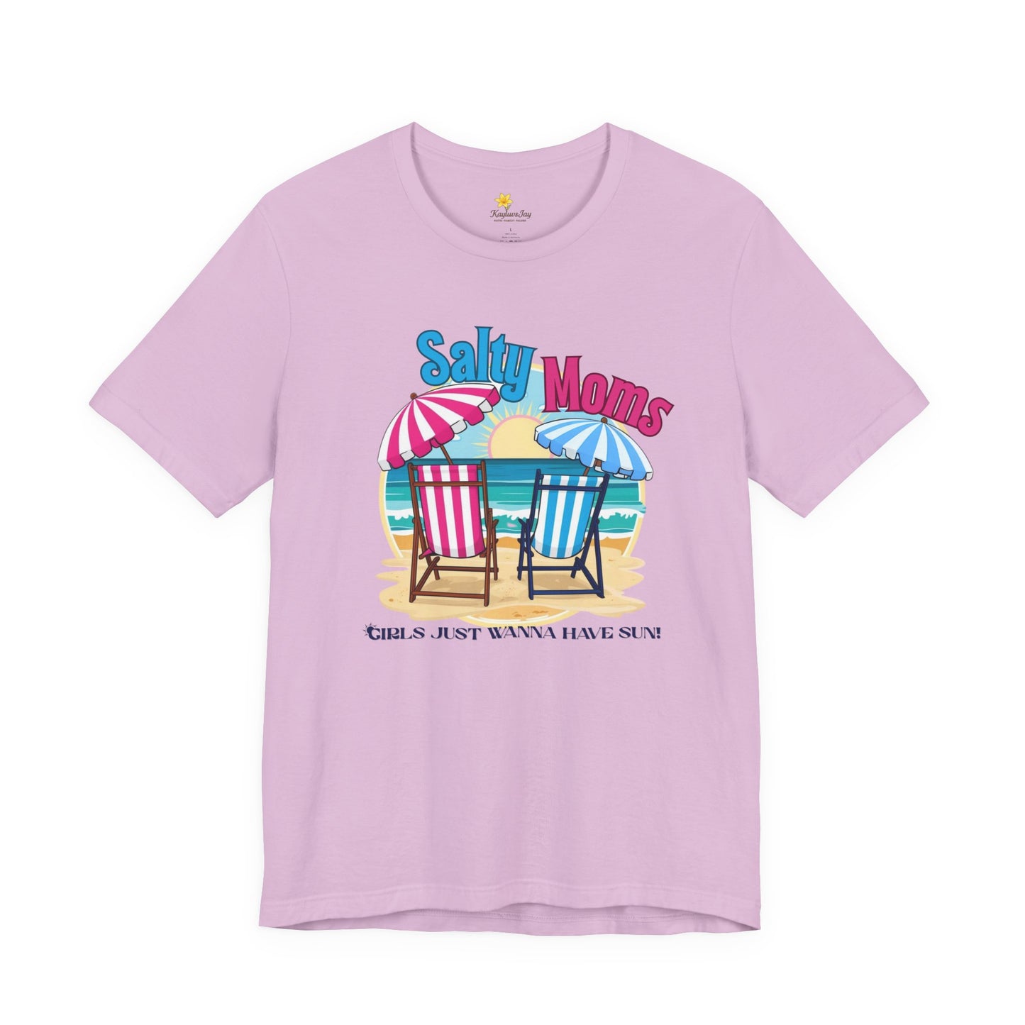 Salty Moms Beach Club Shirt – Girls Just Wanna Have Sun T-Shirt – Retro Summer Mom Shirt, Coastal Vibes Tee, Funny Beach Graphic Tee for Women