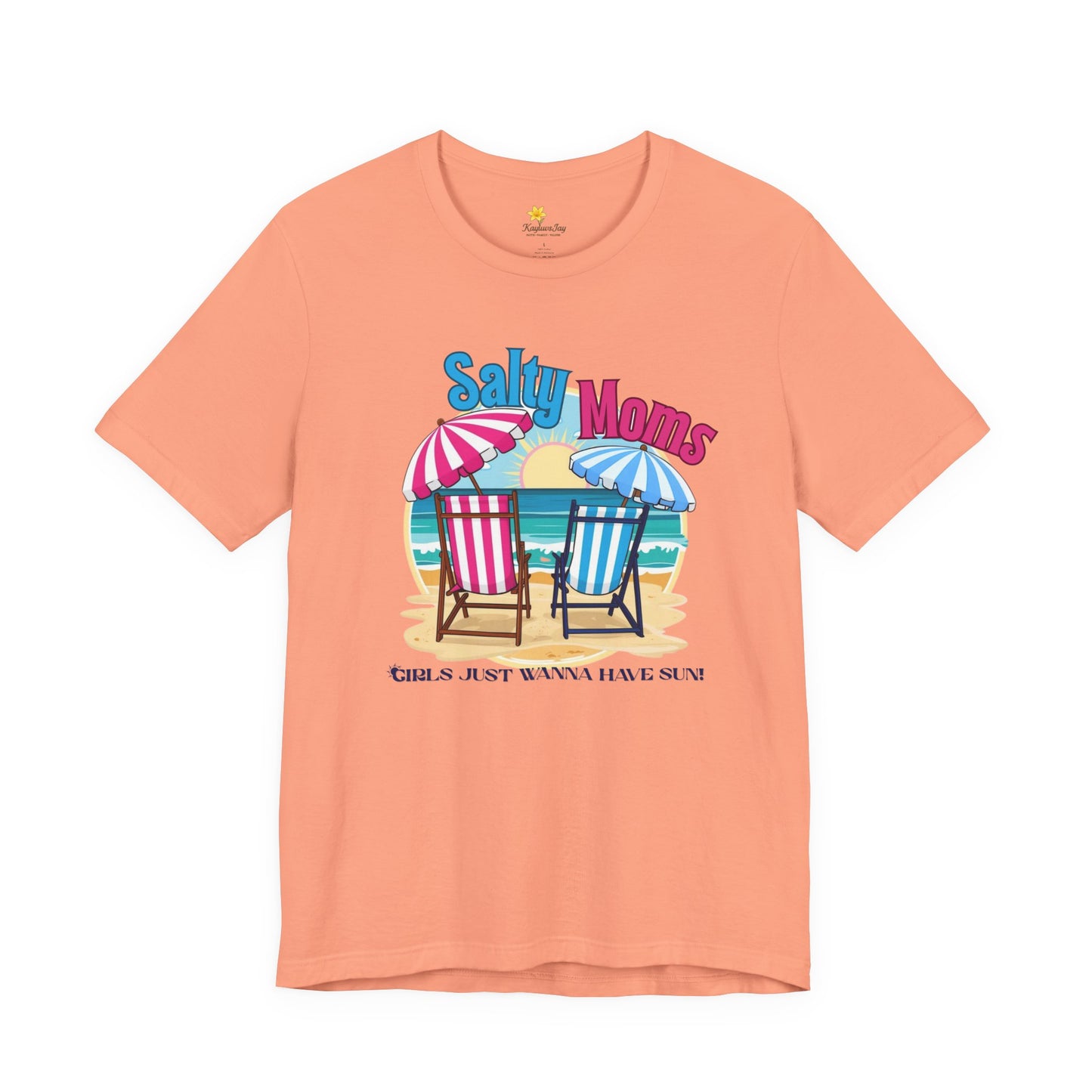 Salty Moms Beach Club Shirt – Girls Just Wanna Have Sun T-Shirt – Retro Summer Mom Shirt, Coastal Vibes Tee, Funny Beach Graphic Tee for Women