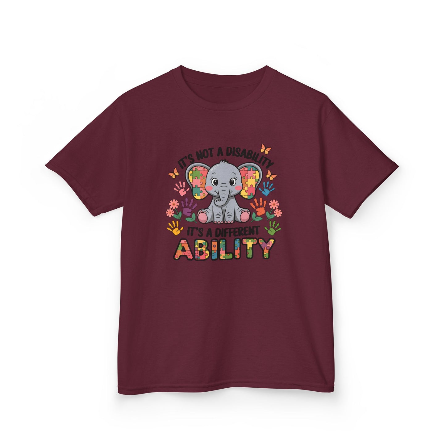 Kids Elephant Awareness Tee - It's Not a Disability, It's a Different Ability