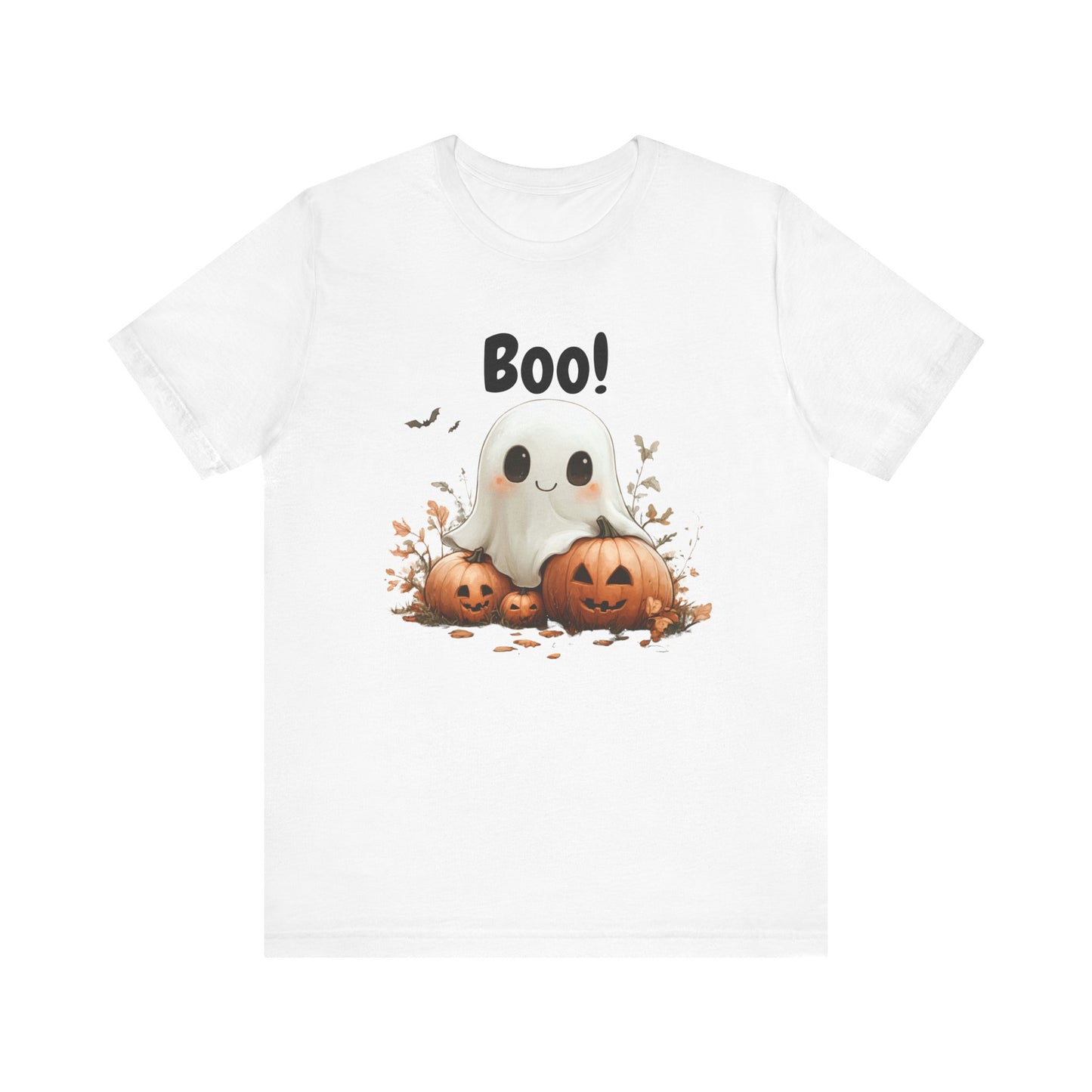 Cute Ghost 'Boo!' Unisex Jersey Tee for Halloween Celebrations
