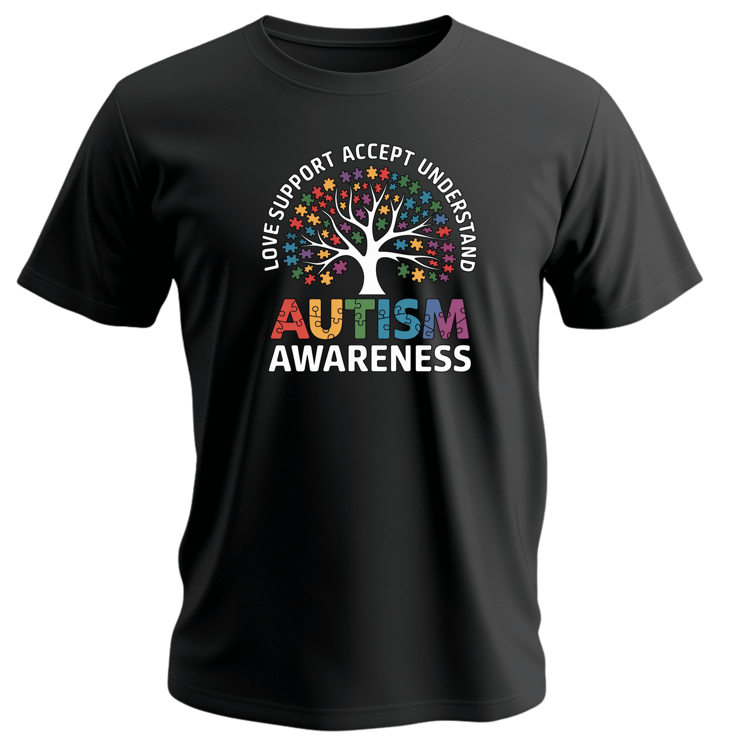 Autism Awareness Tee - Love Support Accept Understand Design