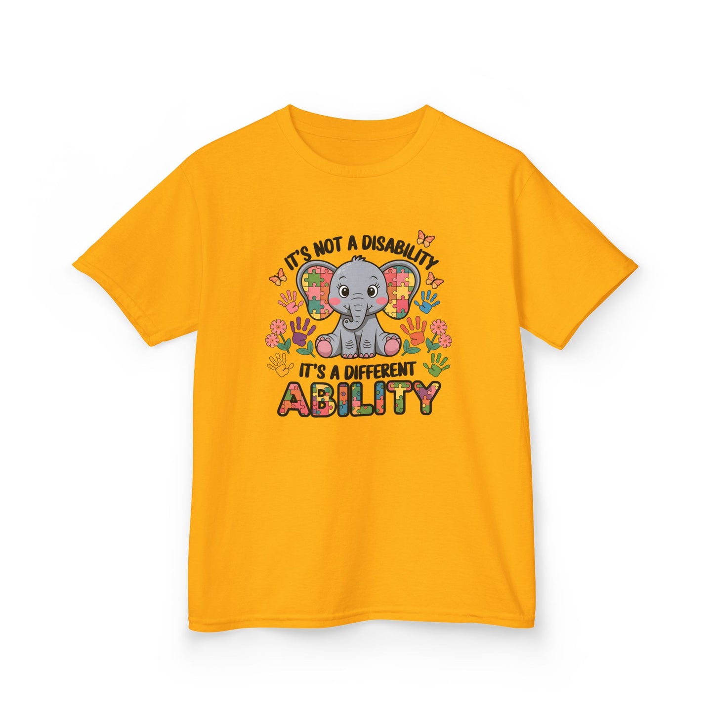 Kids Elephant Awareness Tee - It's Not a Disability, It's a Different Ability