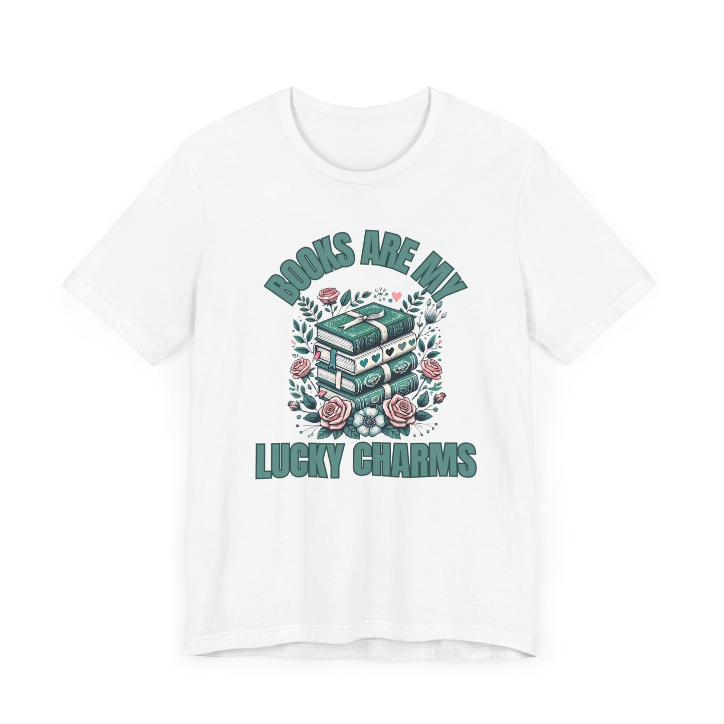 St. Patrick's Day Books are My Lucky Charms T-Shirt, Reading Bookworm Tee, Lucky Shamrock Book Lover Gift, Unisex Jersey Short Sleeve Tee
