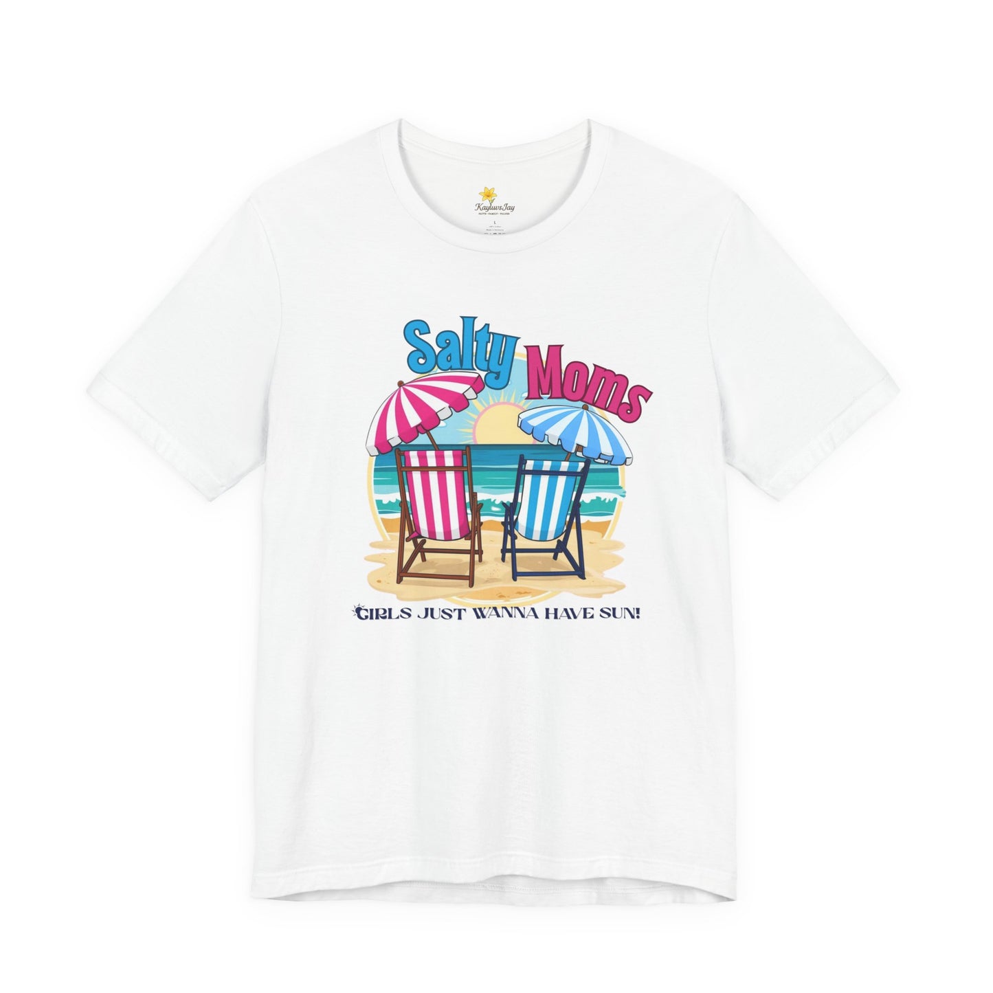 Salty Moms Beach Club Shirt – Girls Just Wanna Have Sun T-Shirt – Retro Summer Mom Shirt, Coastal Vibes Tee, Funny Beach Graphic Tee for Women