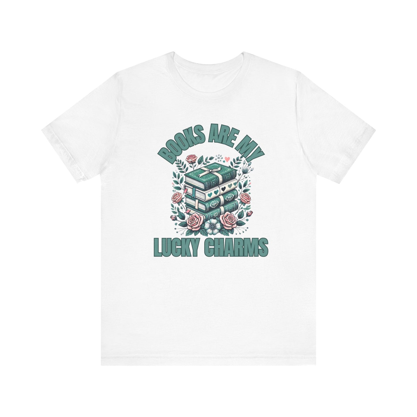 St. Patrick's Day Books are My Lucky Charms T-Shirt, Reading Bookworm Tee, Lucky Shamrock Book Lover Gift, Unisex Jersey Short Sleeve Tee