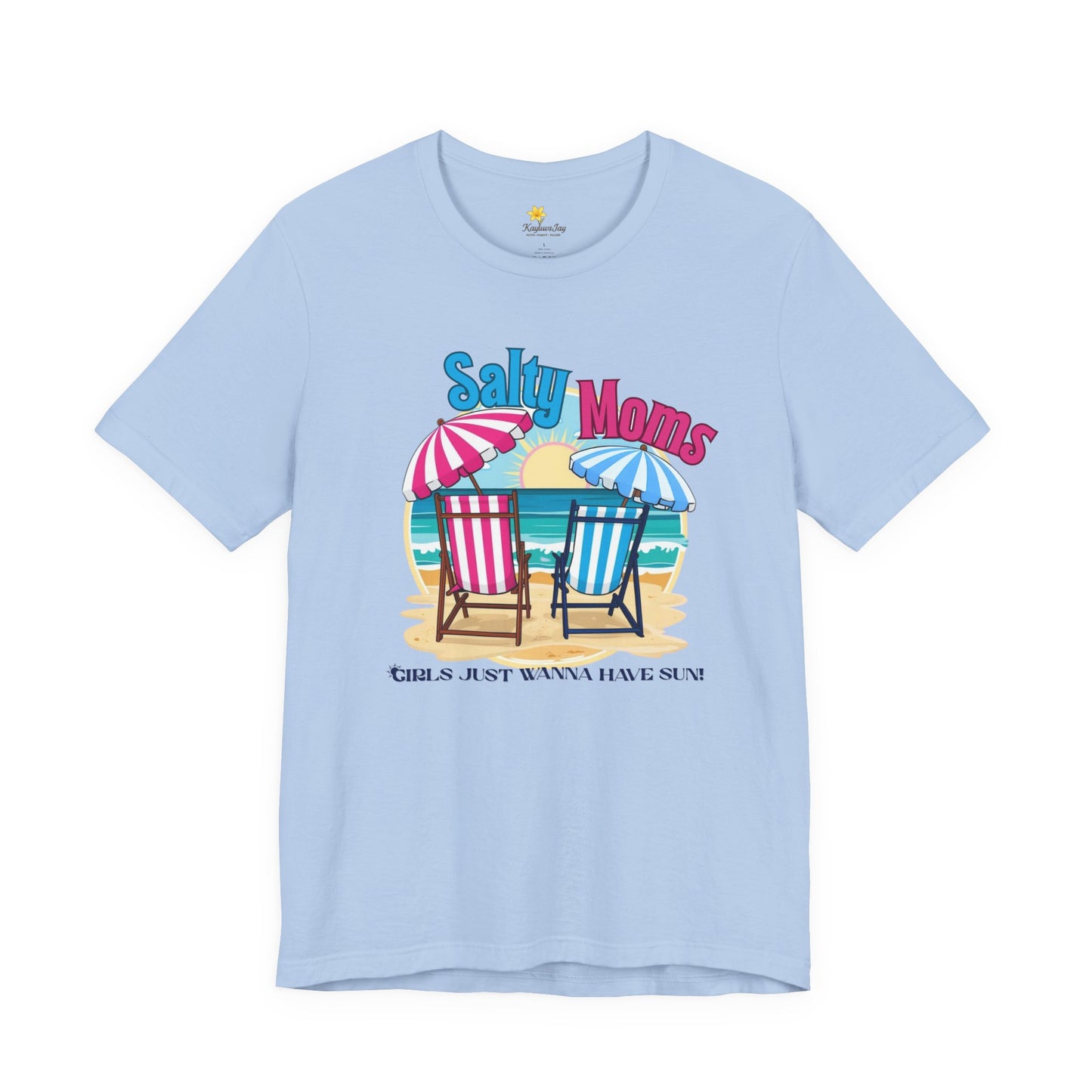 Salty Moms Beach Club Shirt – Girls Just Wanna Have Sun T-Shirt – Retro Summer Mom Shirt, Coastal Vibes Tee, Funny Beach Graphic Tee for Women