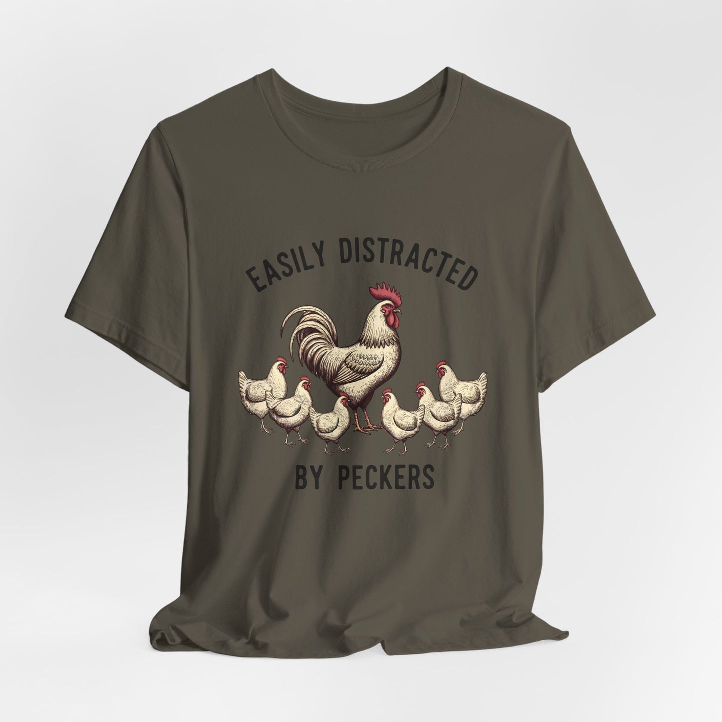 Easily Distracted Chicken Tee | Fun Unisex Jersey Short Sleeve T-Shirt for Animal Lovers