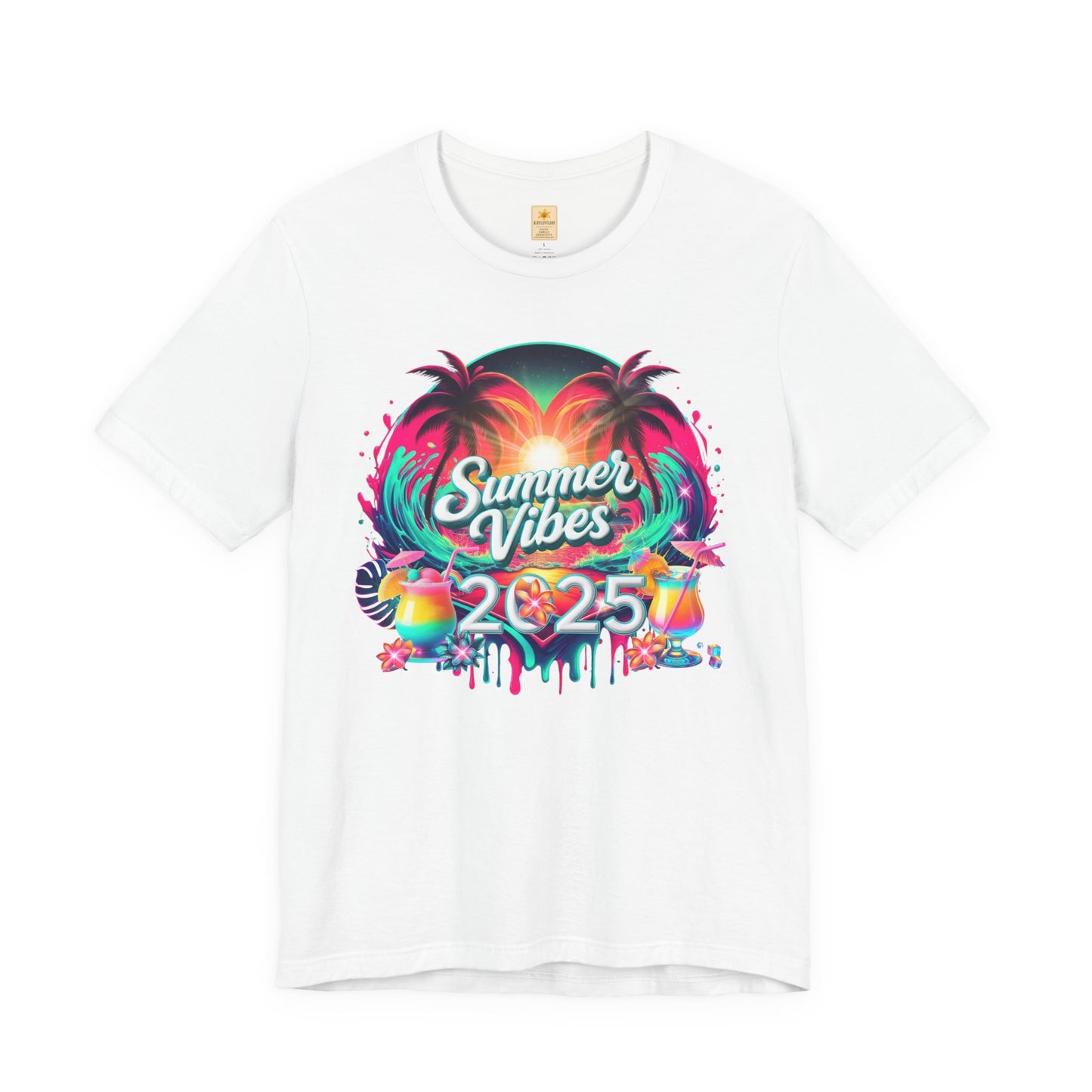 Summer Vibes Tee - Retro Tropical Design 2025