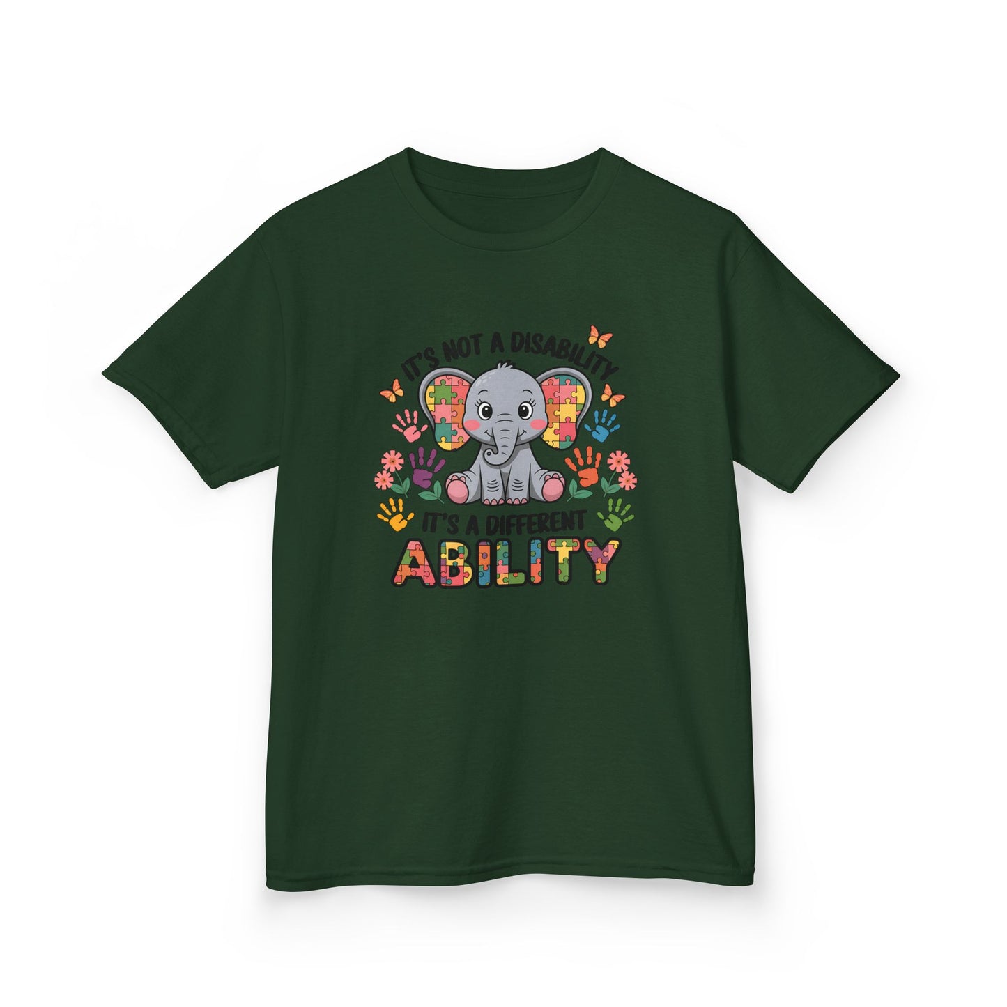 Kids Elephant Awareness Tee - It's Not a Disability, It's a Different Ability