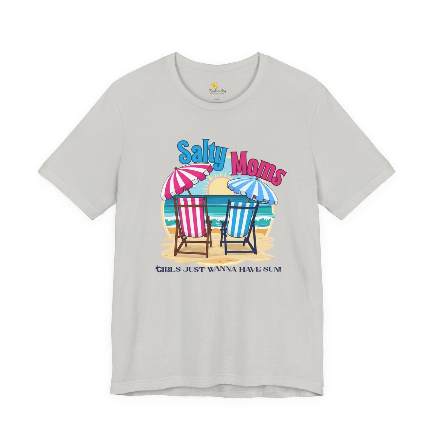 Salty Moms Beach Club Shirt – Girls Just Wanna Have Sun T-Shirt – Retro Summer Mom Shirt, Coastal Vibes Tee, Funny Beach Graphic Tee for Women