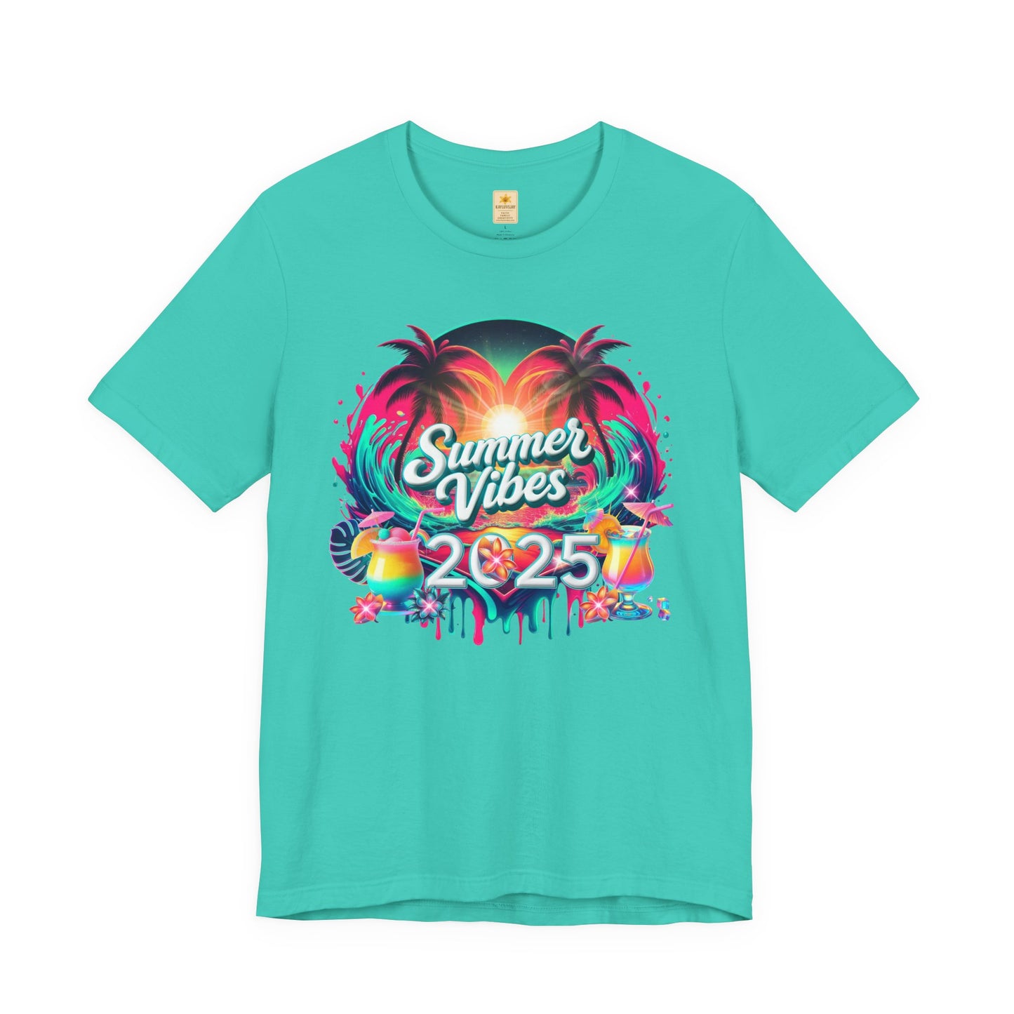 Summer Vibes Tee - Retro Tropical Design 2025
