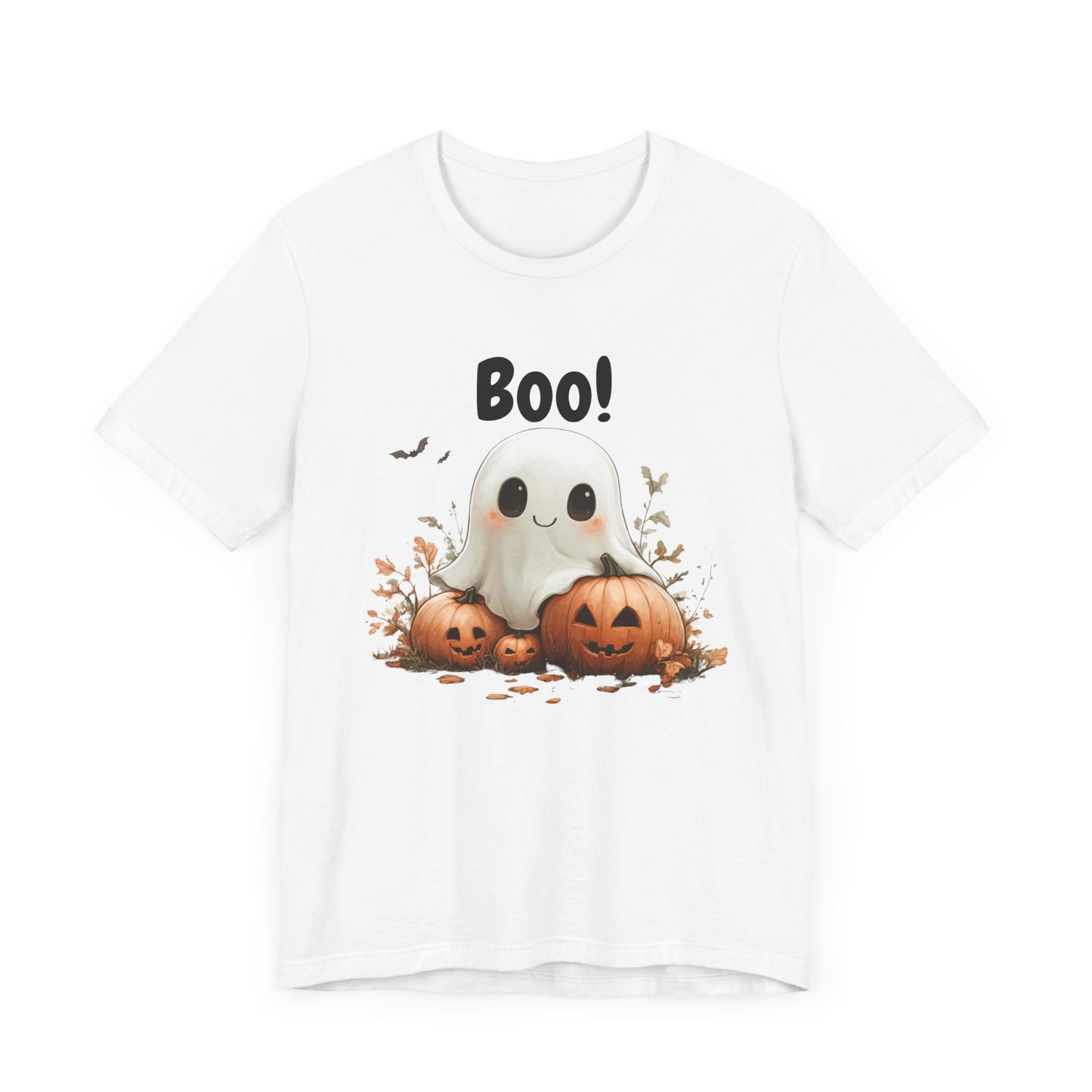 Cute Ghost 'Boo!' Unisex Jersey Tee for Halloween Celebrations
