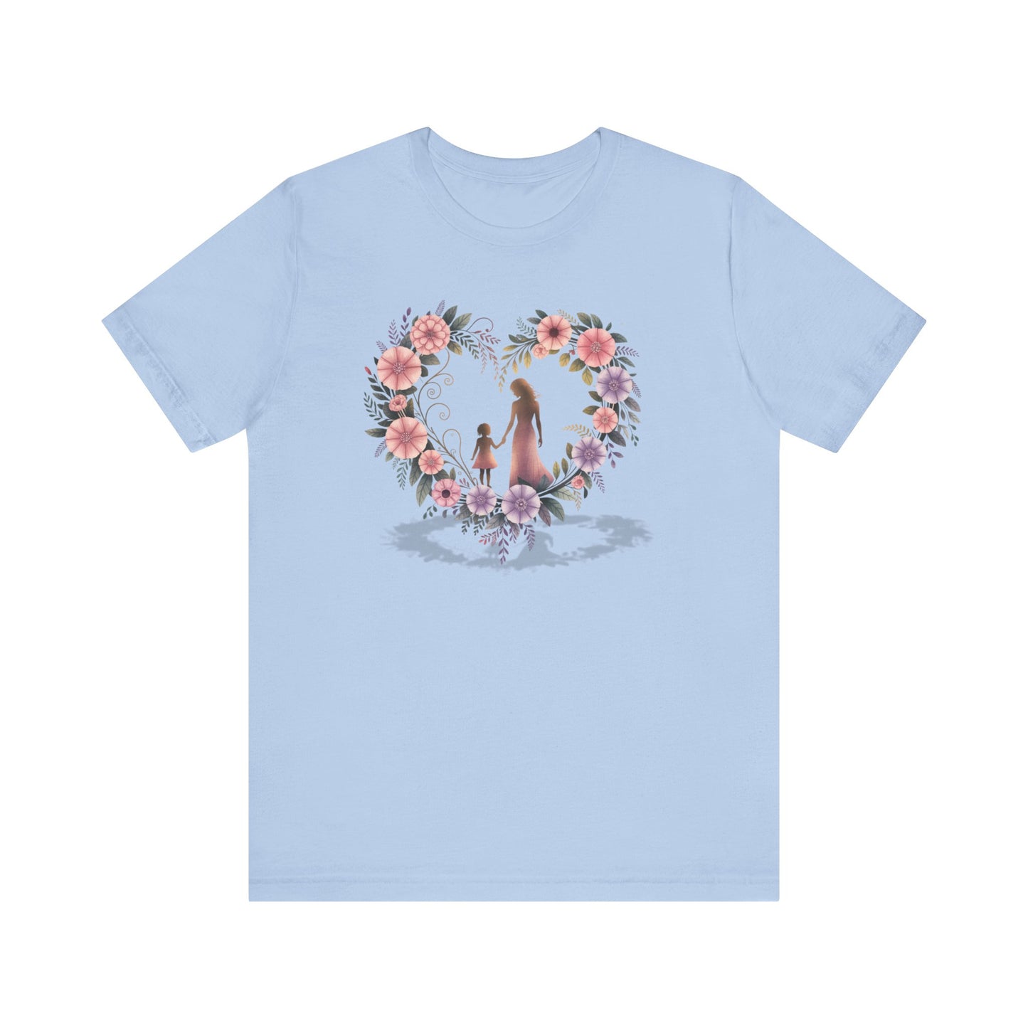 Mother Daughter Heart Flowers T-Shirt, Mommy Daughter Matching Tee, Family Love Shirt, Floral Heart Mother's Day Gift, Women's Graphic Tee