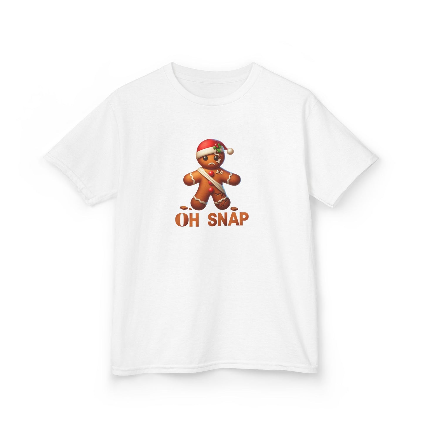 Gingerbread Oh Snap Kids Tee, Funny Holiday Shirt, Christmas Youth Top, Cookie Design Children's T-Shirt, Crack Pattern Boys Girls Gift,