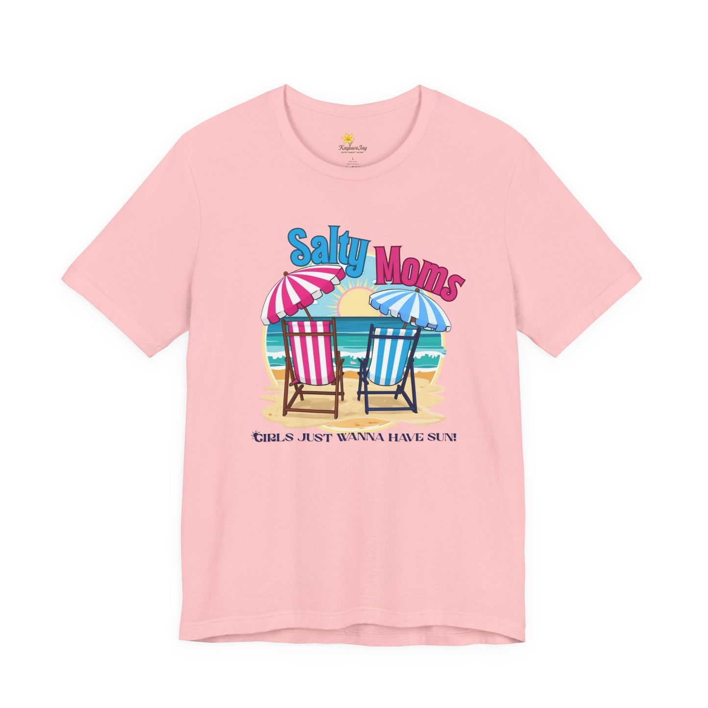 Salty Moms Beach Club Shirt – Girls Just Wanna Have Sun T-Shirt – Retro Summer Mom Shirt, Coastal Vibes Tee, Funny Beach Graphic Tee for Women