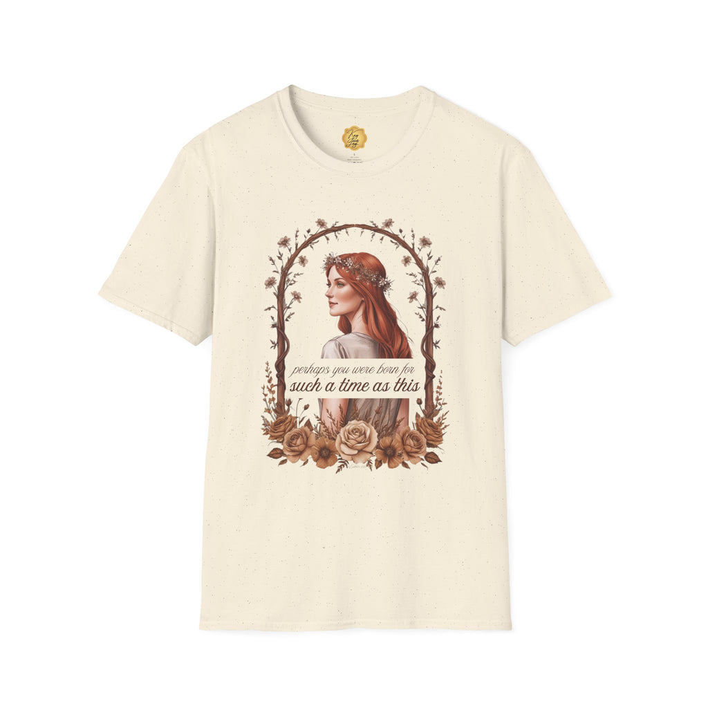 Vintage Floral Portrait T-Shirt — "Such a Time as This" Inspirational Tee