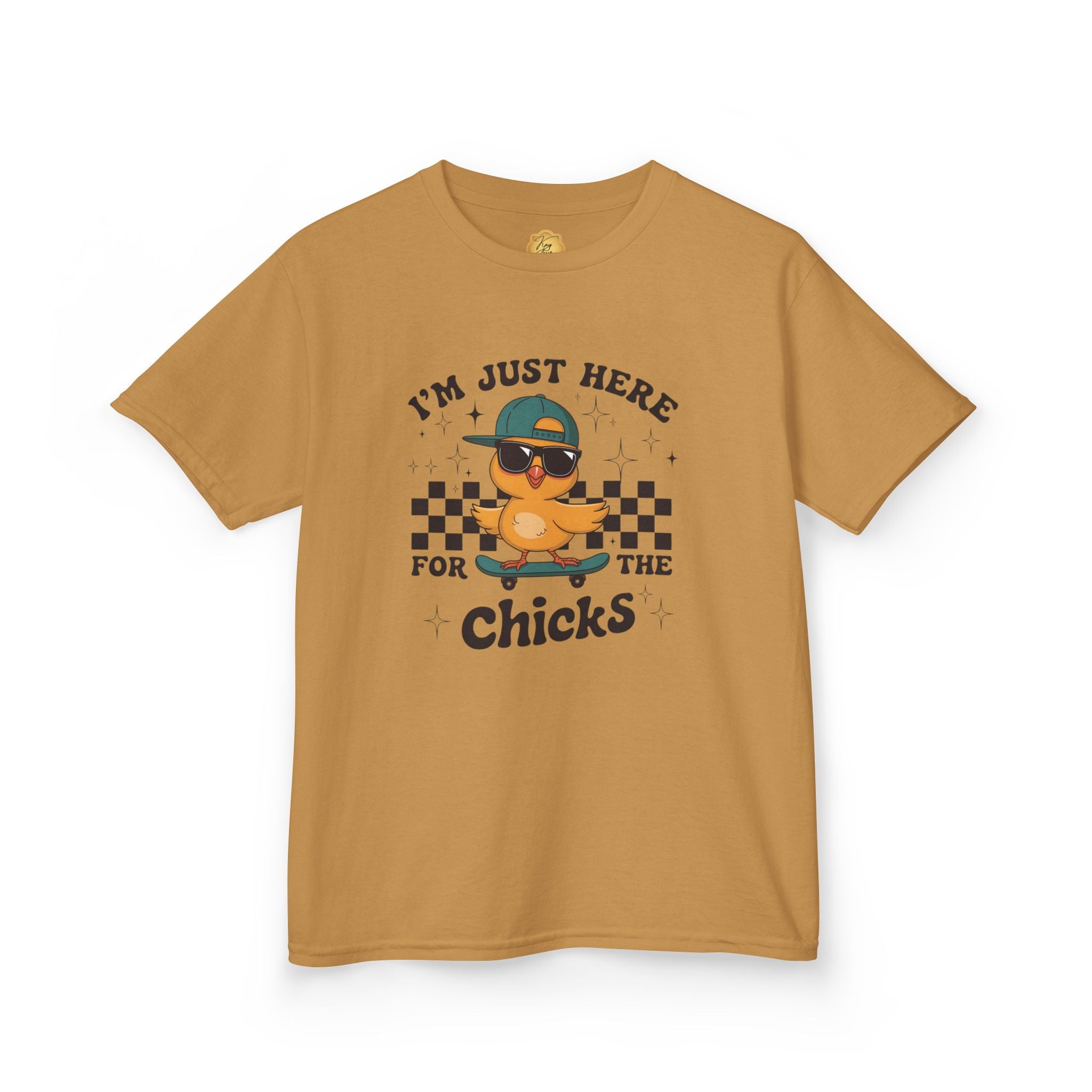 "I'm Just Here For The Chicks" Cute Skateboard Chick Tee