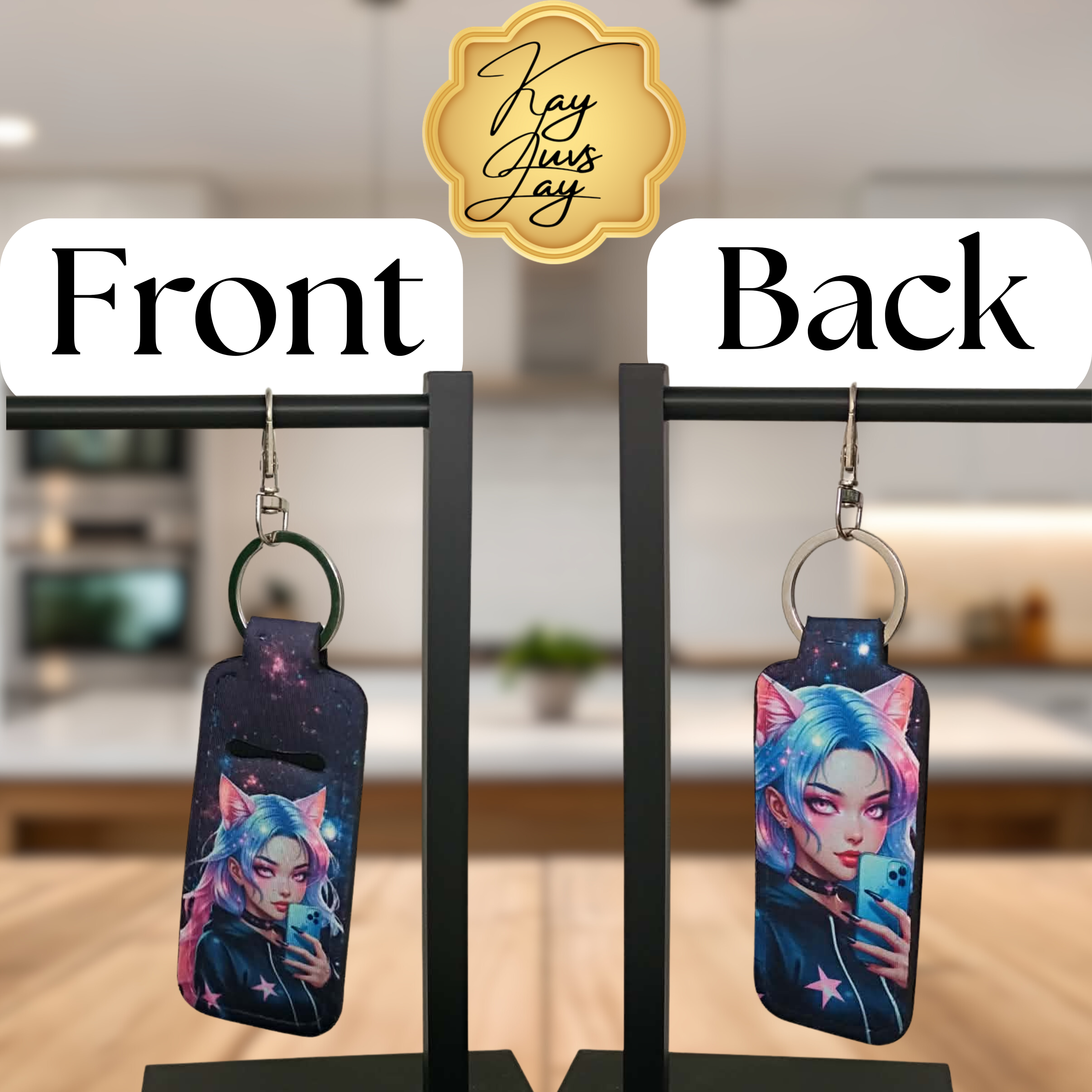 Galaxy Cat Girl Chapstick Holder Keychain – Cute Gamer Aesthetic