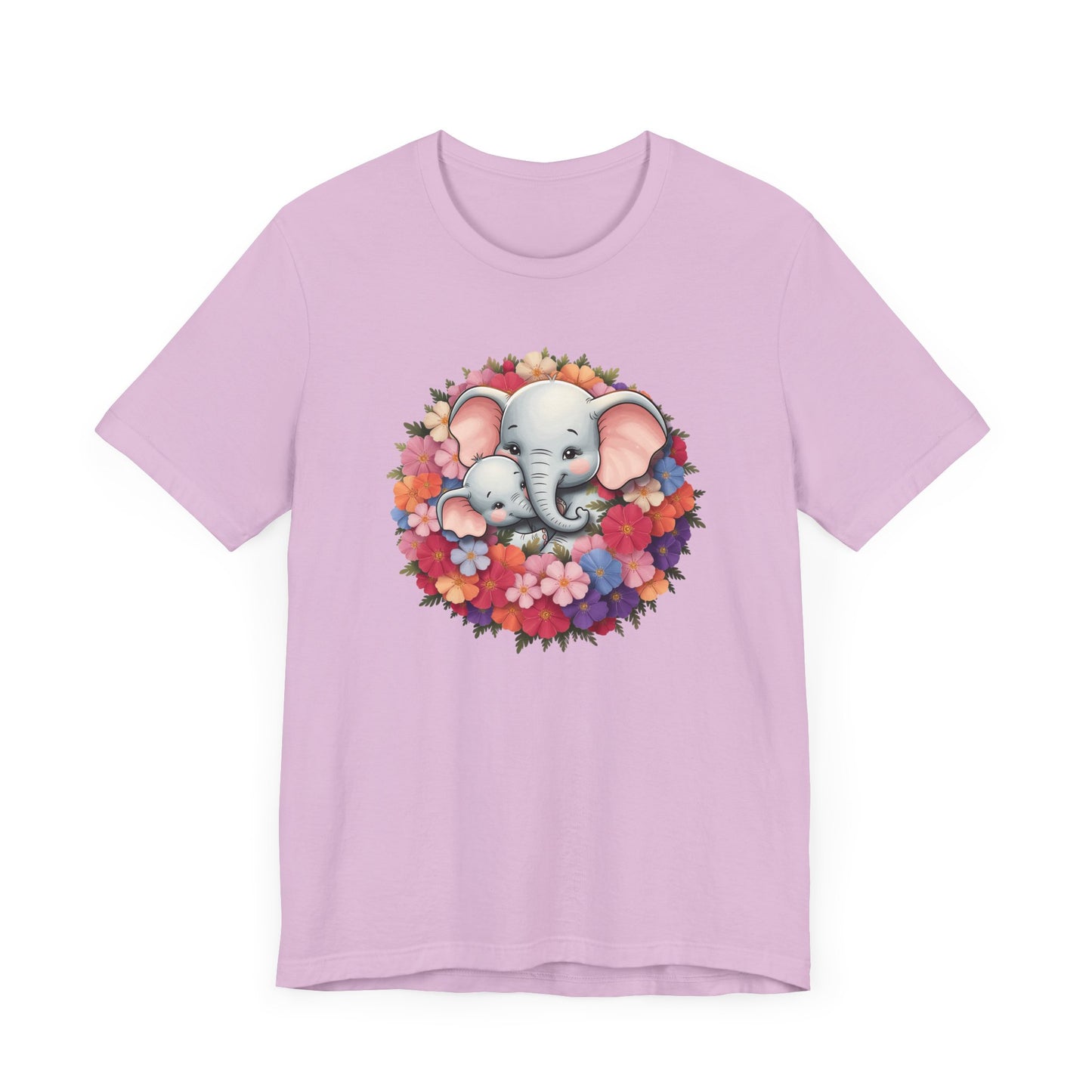 Adorable Elephant Floral Print Tee, Cute Animal Lover Shirt, Mother's Day Gift, Baby Shower Gift, Unisex Short Sleeve T-Shirt