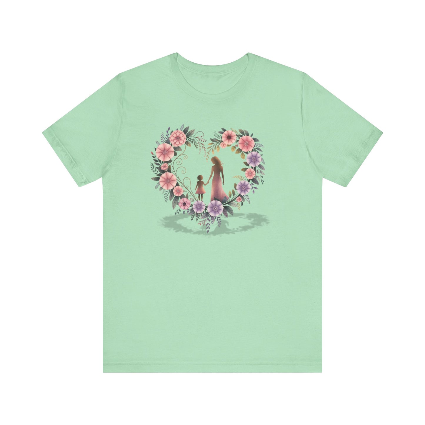 Mother Daughter Heart Flowers T-Shirt, Mommy Daughter Matching Tee, Family Love Shirt, Floral Heart Mother's Day Gift, Women's Graphic Tee