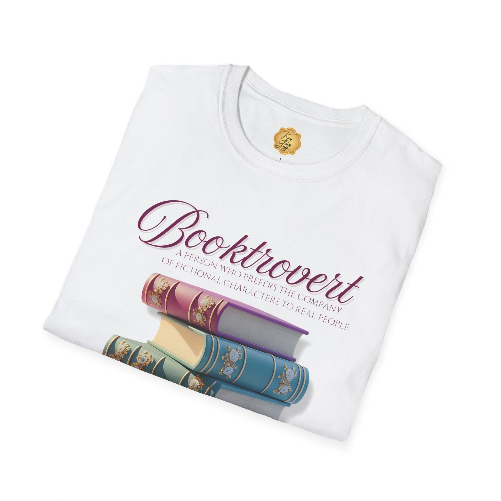 Booktrovert T-Shirt — Vintage Stack of Books Graphic Tee for Book Lovers