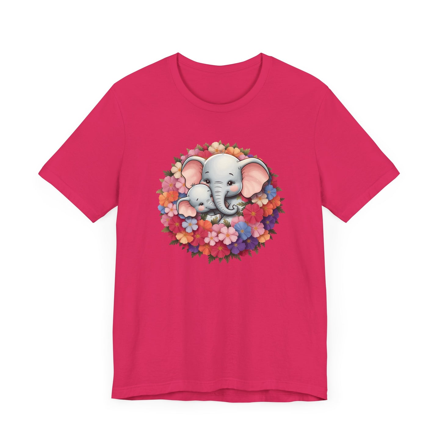 Adorable Elephant Floral Print Tee, Cute Animal Lover Shirt, Mother's Day Gift, Baby Shower Gift, Unisex Short Sleeve T-Shirt