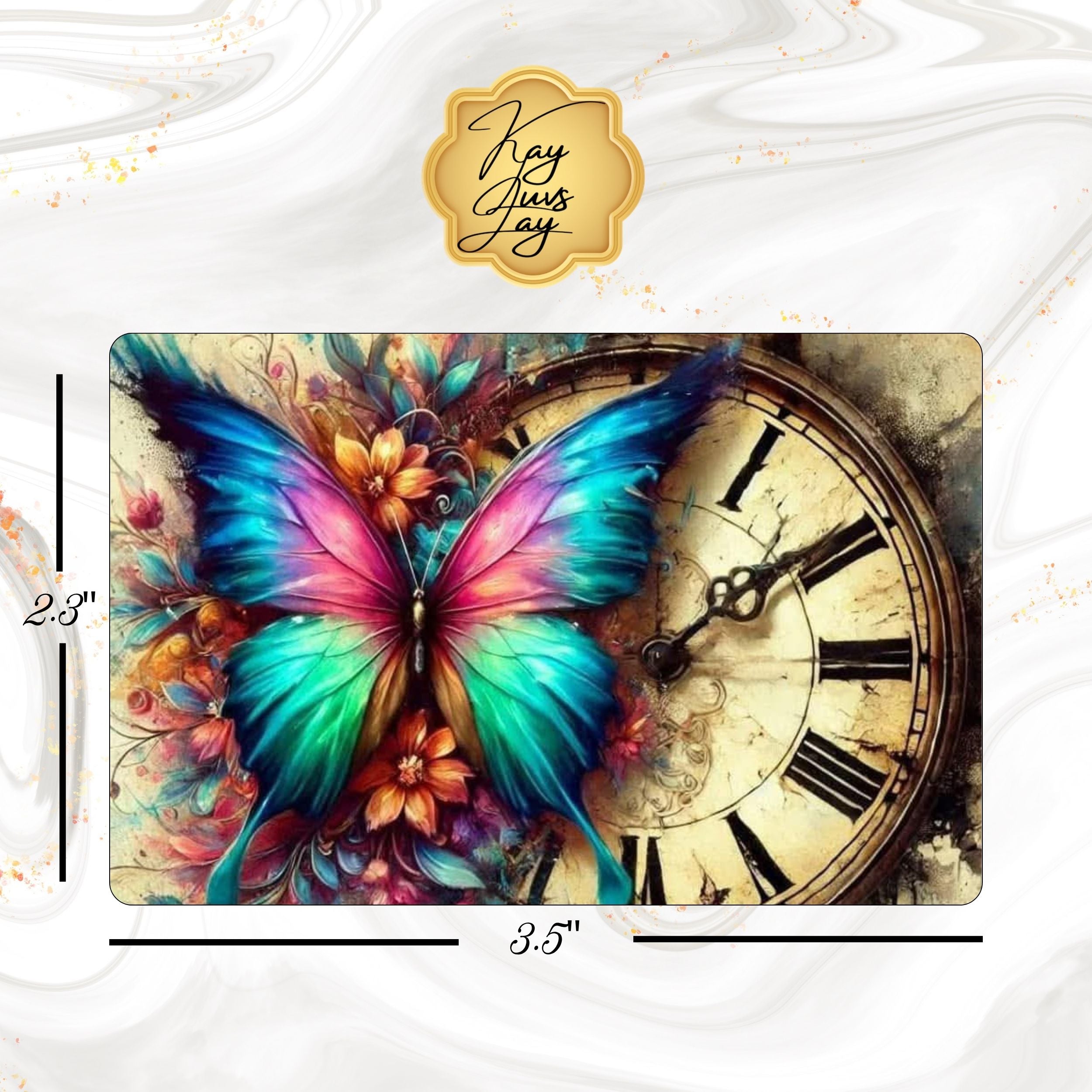 Clock & Butterfly Sublimated Fridge Magnet – Decorative Kitchen Magnet