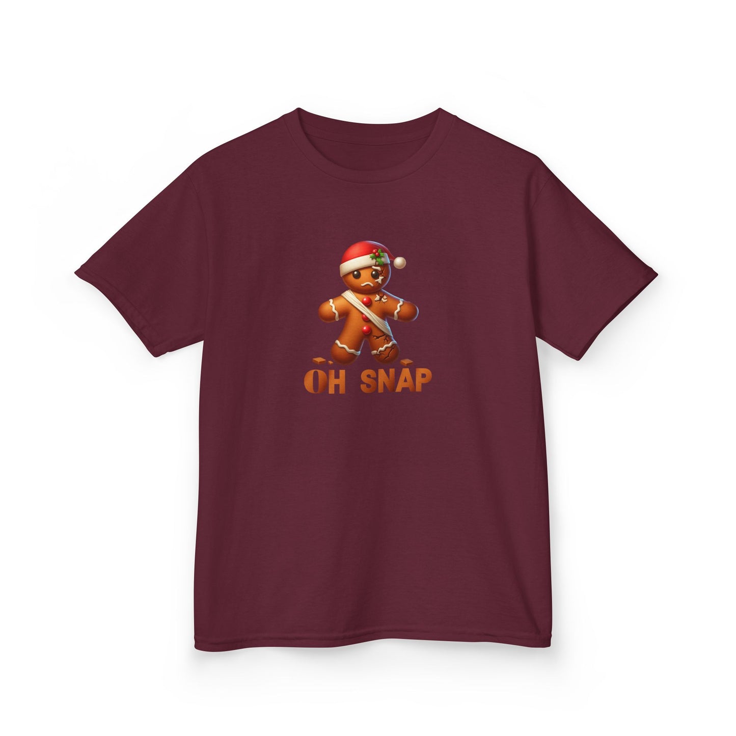 Gingerbread Oh Snap Kids Tee, Funny Holiday Shirt, Christmas Youth Top, Cookie Design Children's T-Shirt, Crack Pattern Boys Girls Gift,