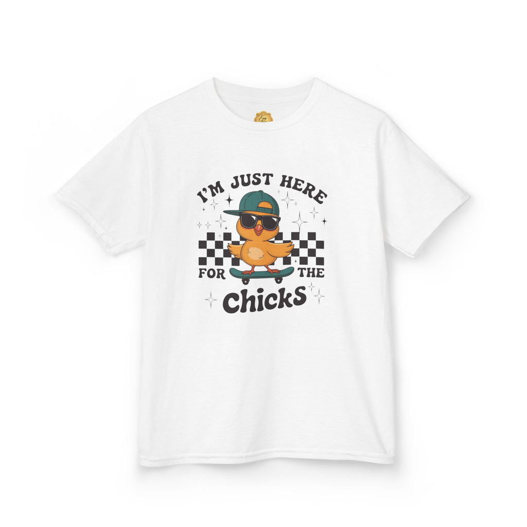 "I'm Just Here For The Chicks" Cute Skateboard Chick Tee