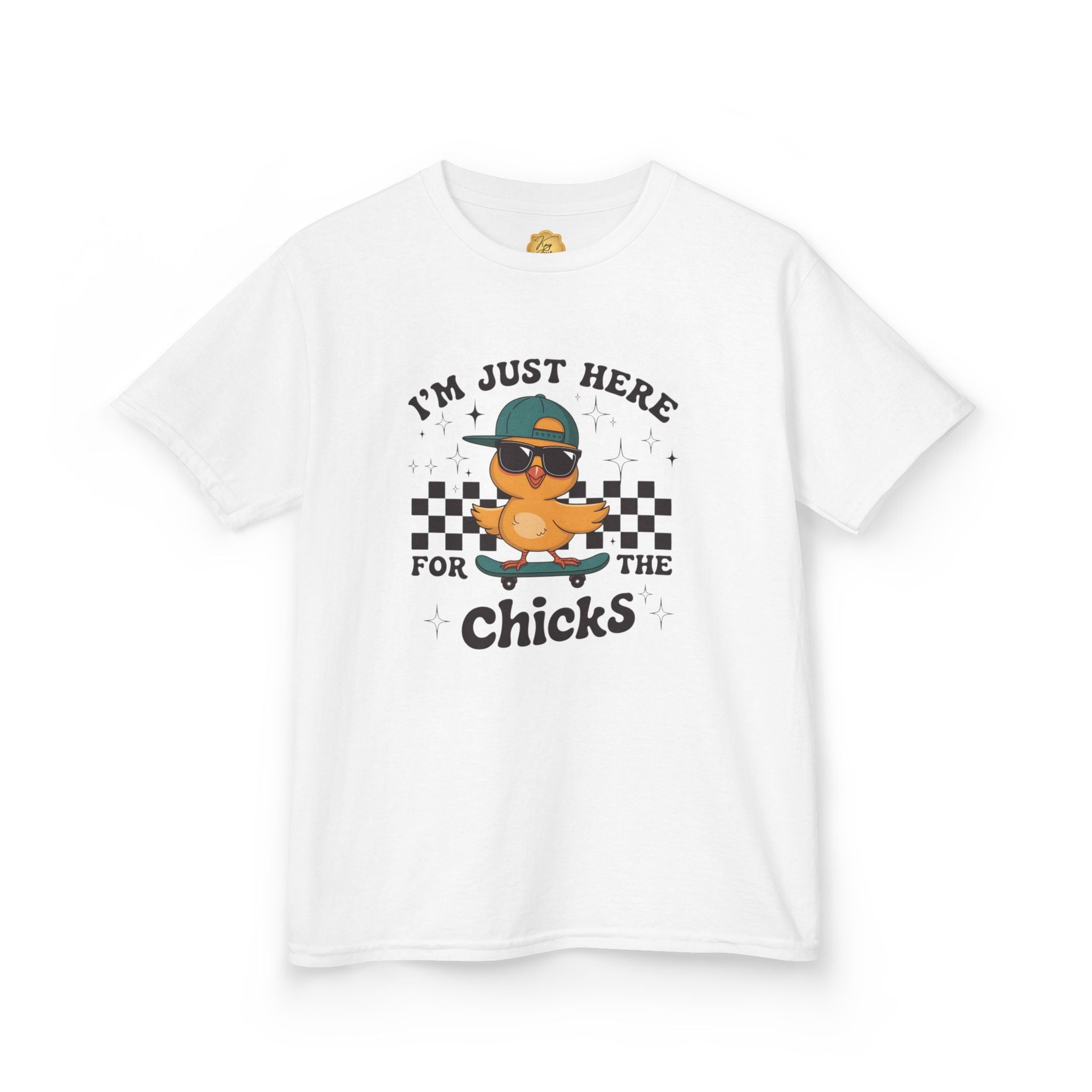 "I'm Just Here For The Chicks" Cute Skateboard Chick Tee