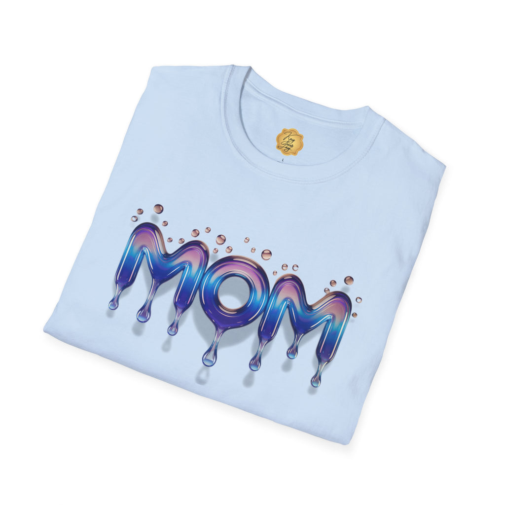 MOM Drip Graphic T-Shirt — Colorful Liquid Script Mother's Day Tee