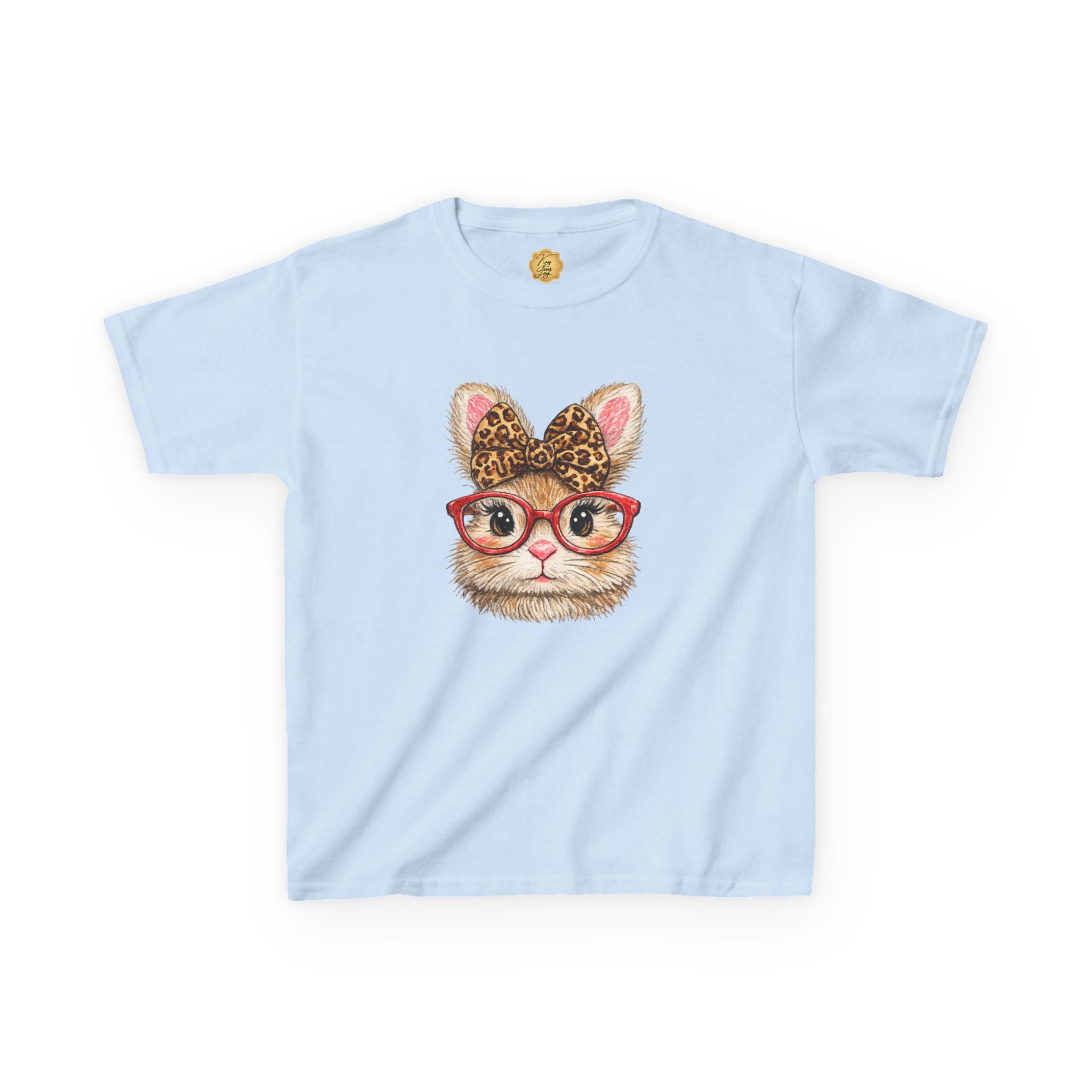 Cute Cat with Leopard Bow & Glasses Graphic