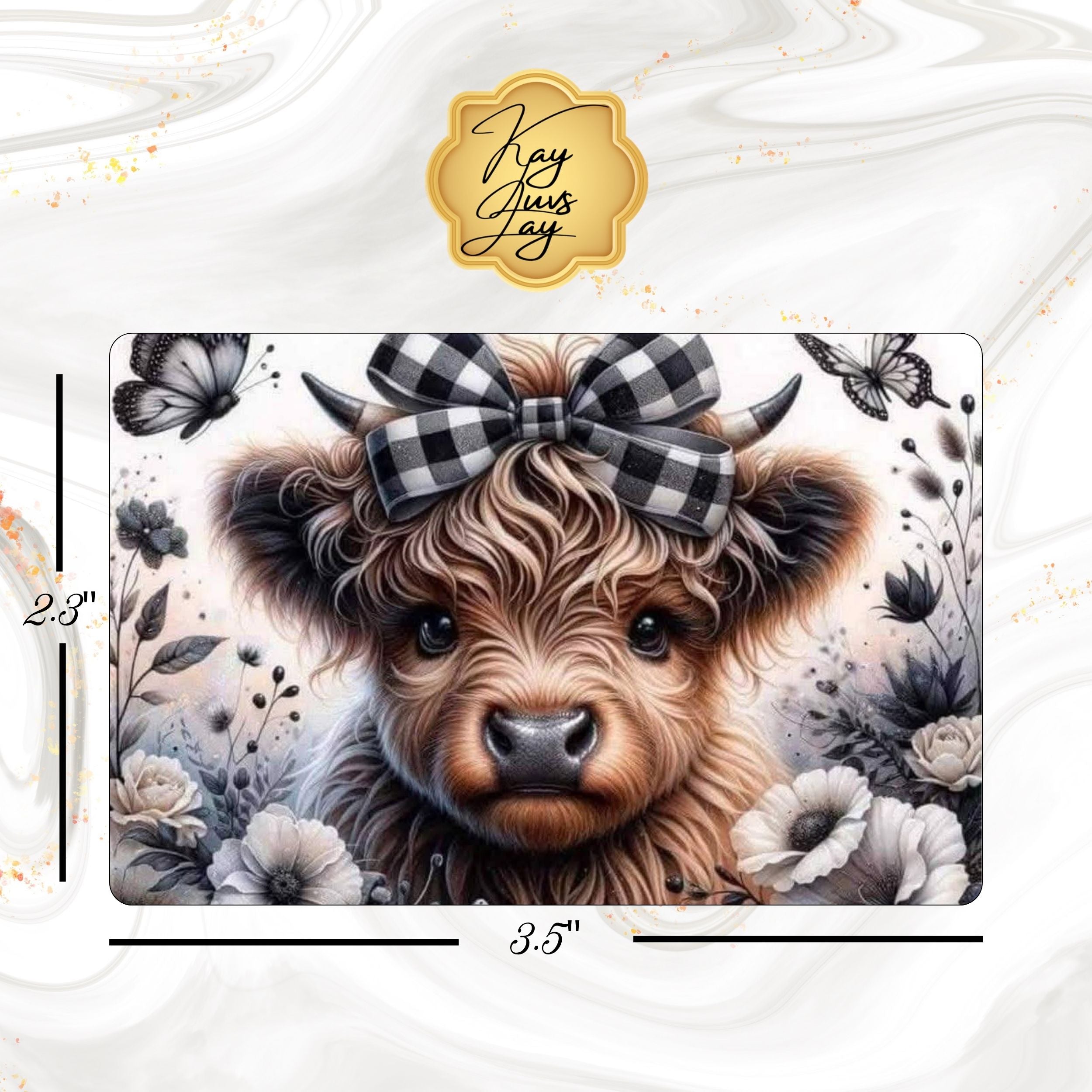 Black & White Cute Highland Cow Sublimated Fridge Magnet – Decorative Kitchen Magnet