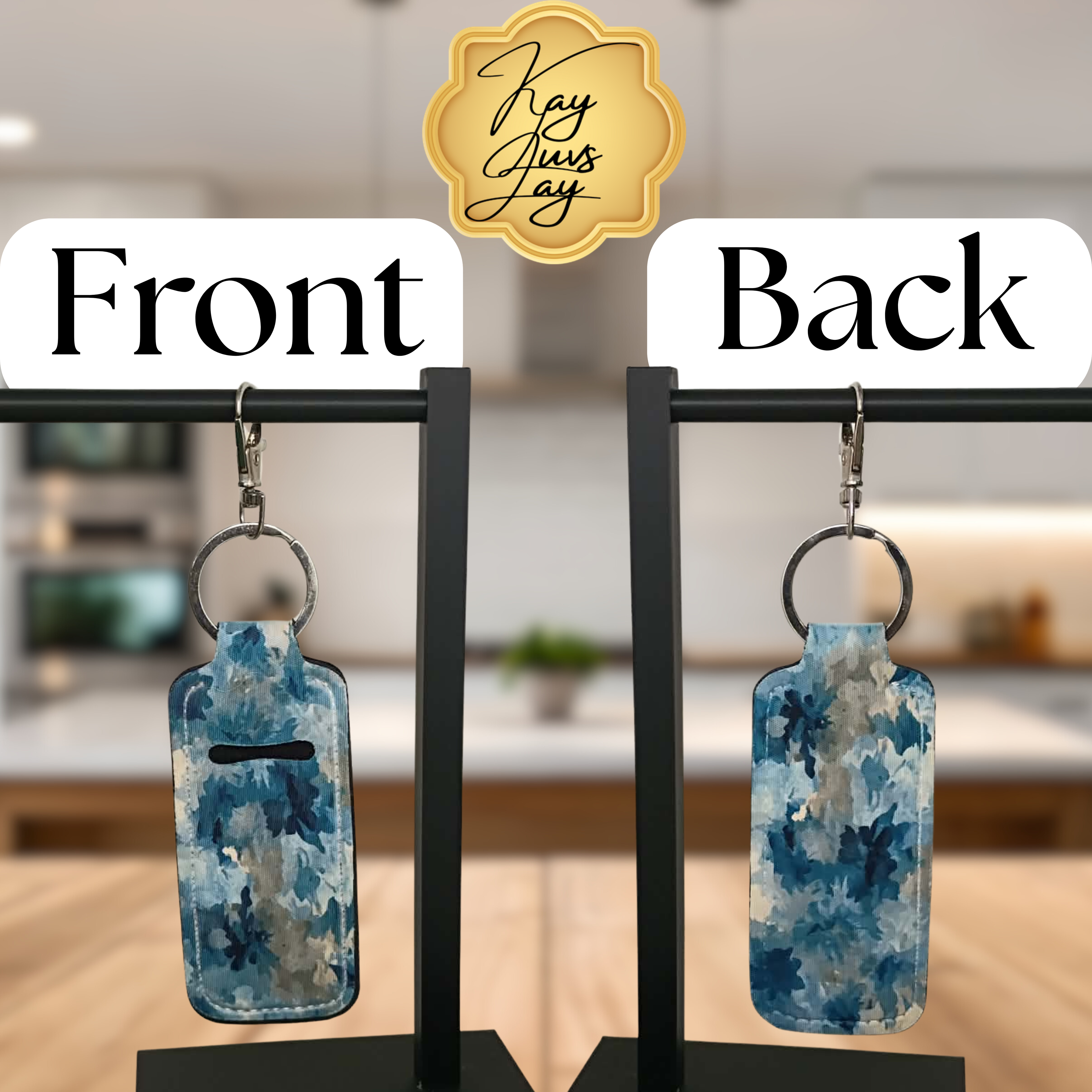 Blue Camo Chapstick Holder Keychain