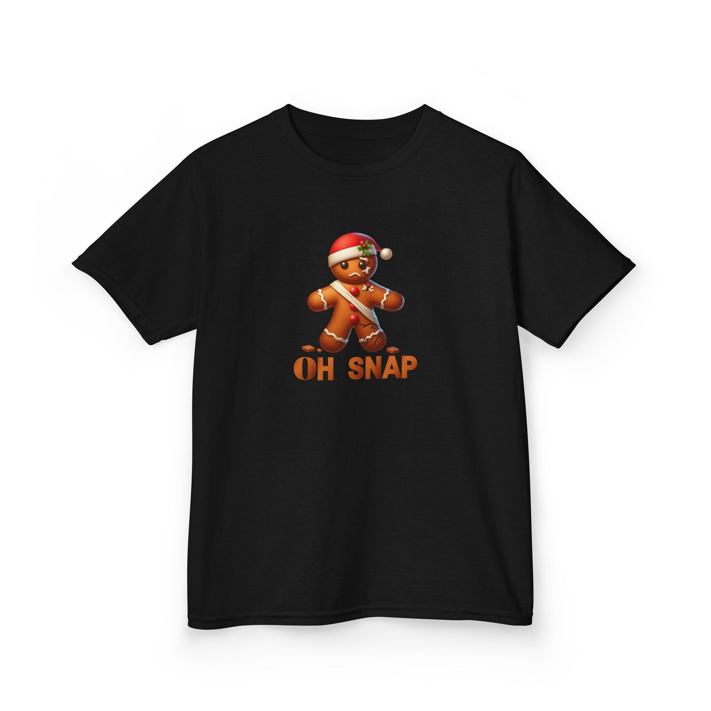 Gingerbread Oh Snap Kids Tee, Funny Holiday Shirt, Christmas Youth Top, Cookie Design Children's T-Shirt, Crack Pattern Boys Girls Gift,