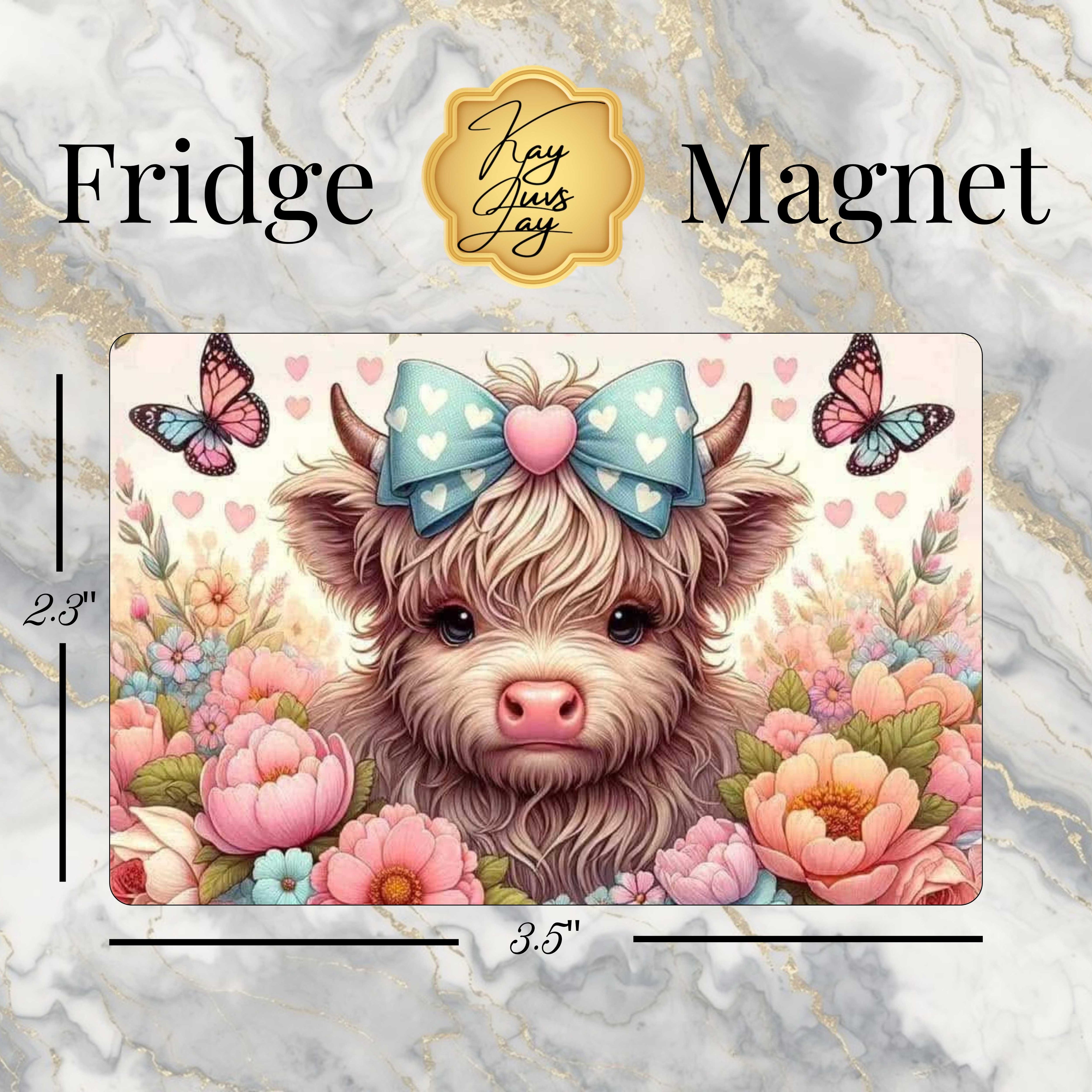 Fridge magnet with a cute animal design on a marble background