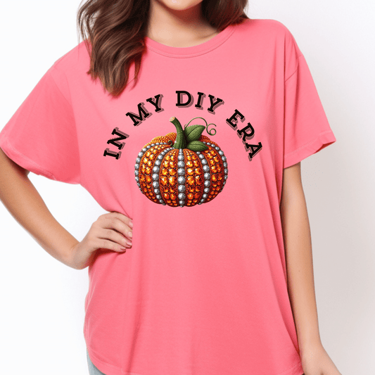 Fall DIY Pumpkin Tee, Autumn Shirt, Halloween T-Shirt, Crafting Gift, Unisex Short Sleeve Tee with Pumpkin Design
