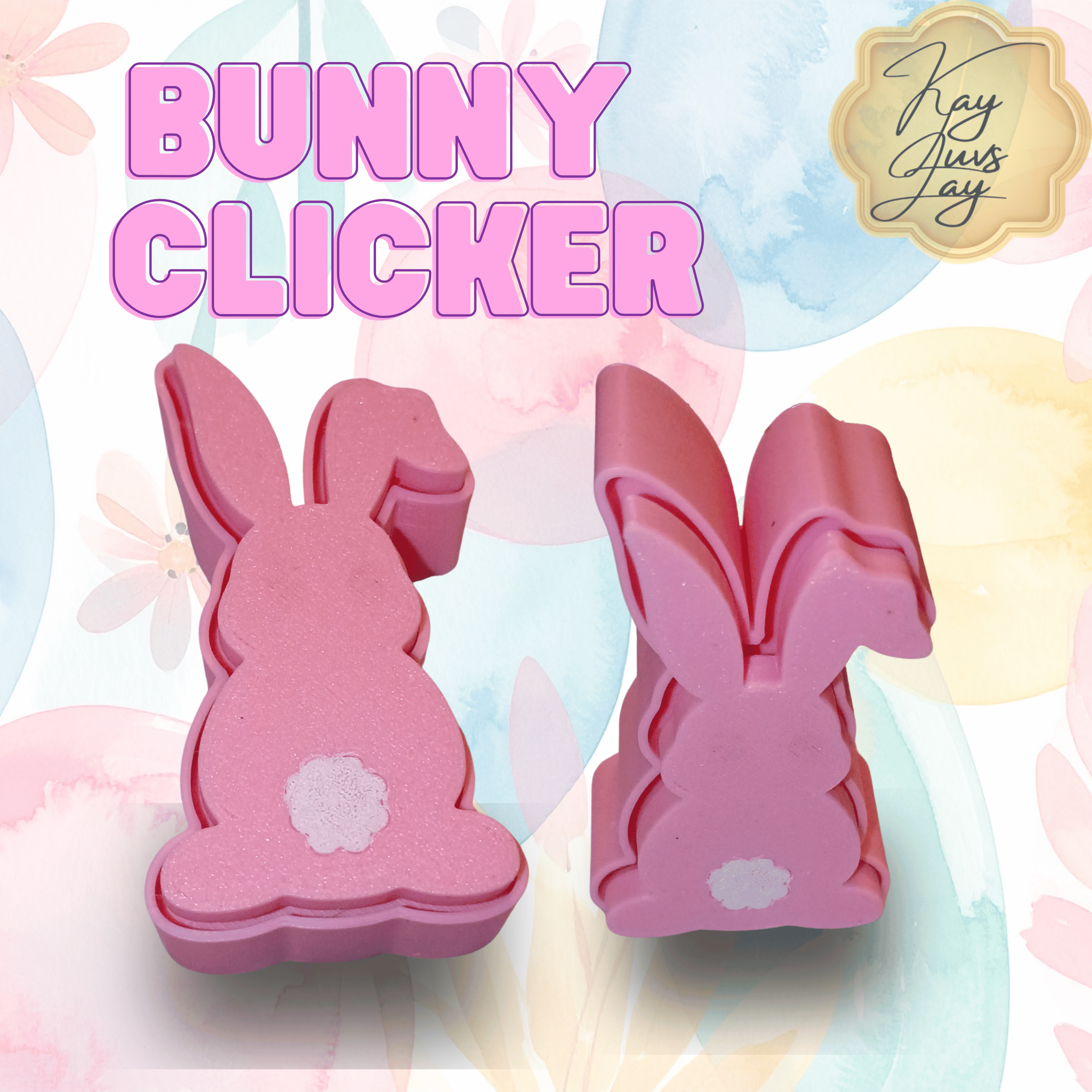 3D Printed Bunny Clicker Fidget – Easter Basket Stuffer – Sensory Desk Toy – Rabbit Pocket Click Toy Gift