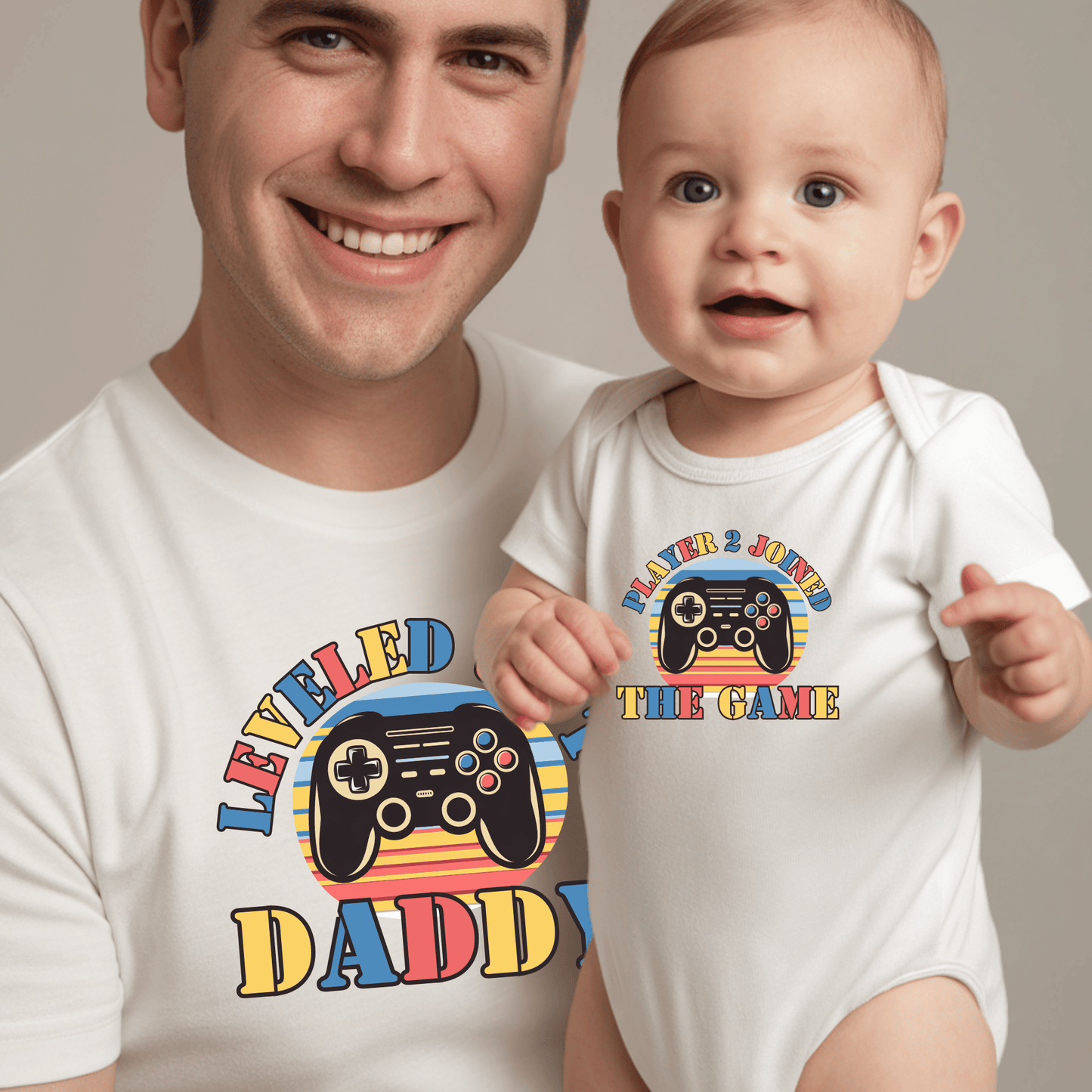 Gaming Dad and Baby Matching Shirts, Leveled up to Daddy, Player 2 Joined the game, Video Game Gift, Family Gaming Shirts, Gamer Dad Shirt