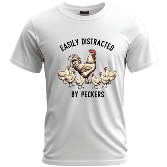 Easily Distracted Chicken Tee | Fun Unisex Jersey Short Sleeve T-Shirt for Animal Lovers