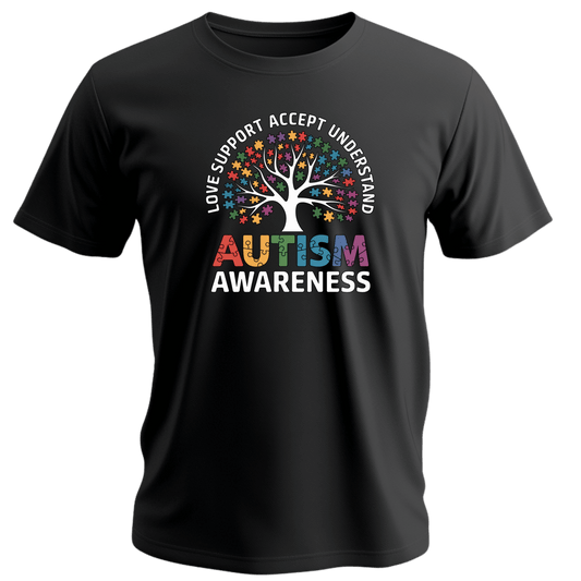 Autism Awareness Tee - Love Support Accept Understand Design