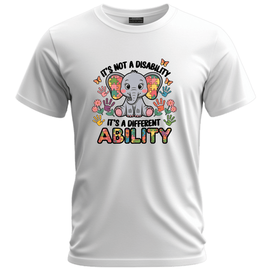 Kids Elephant Awareness Tee - It's Not a Disability, It's a Different Ability
