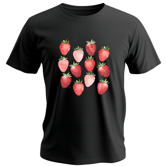 Strawberry Lovers Short Sleeve Tee - Cute Fruit Graphic Tee