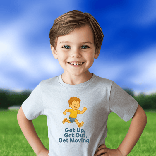 Kids Active Cotton Tee - 'Get Up, Get Out, Get Moving!'